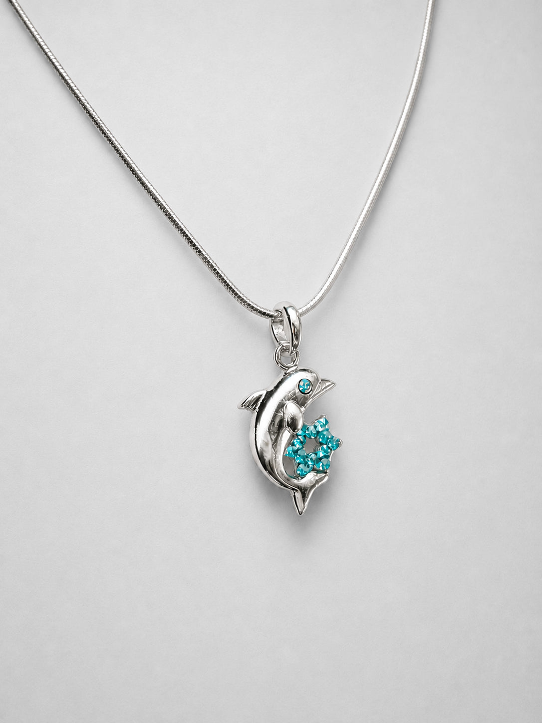 Necklace - Magen David & Dolphin - Silvertone