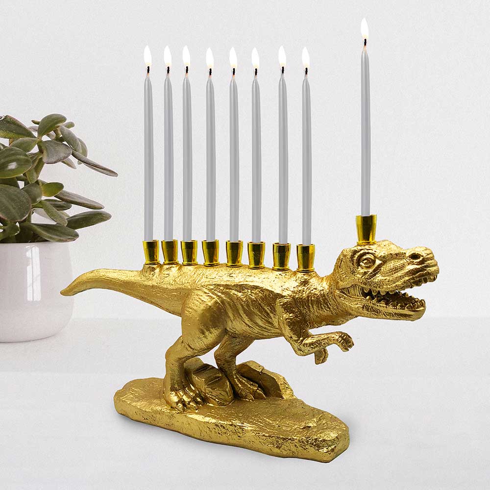 Chanukiah - T-Rex , Gold