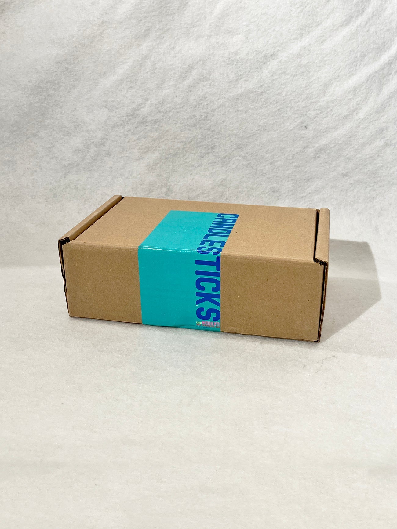 Candlestick (Standard candle) - Aqua Platz with orange, Chai Modern