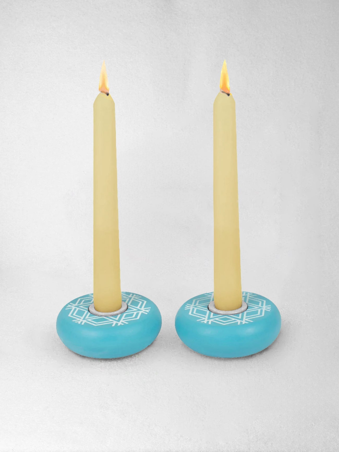 Candlestick (Standard candle) - Aqua Platz with silver, Chai Modern