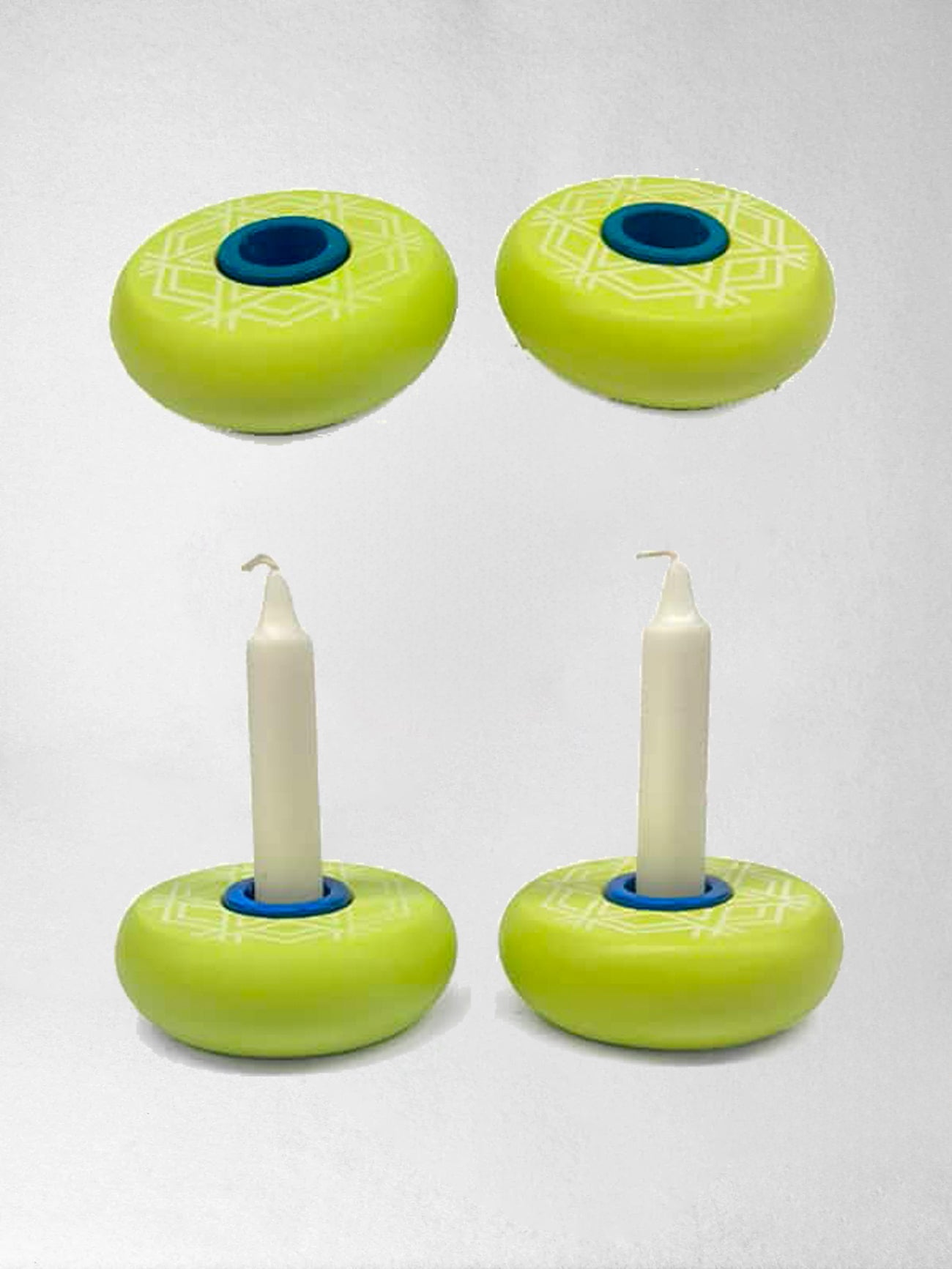 Candlestick (Standard candle) - Citron Platz with Cobalt blue, Chai Modern