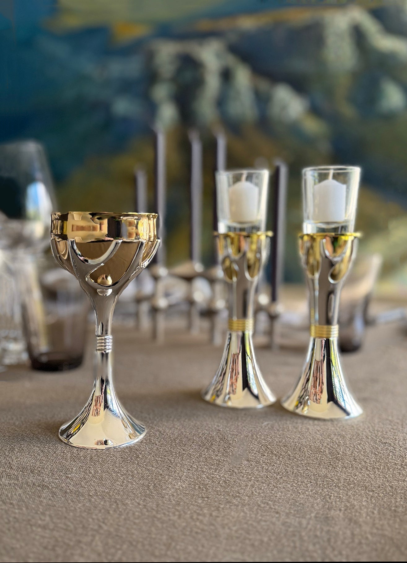 Candlesticks - Tree of Life, Gold & Silver