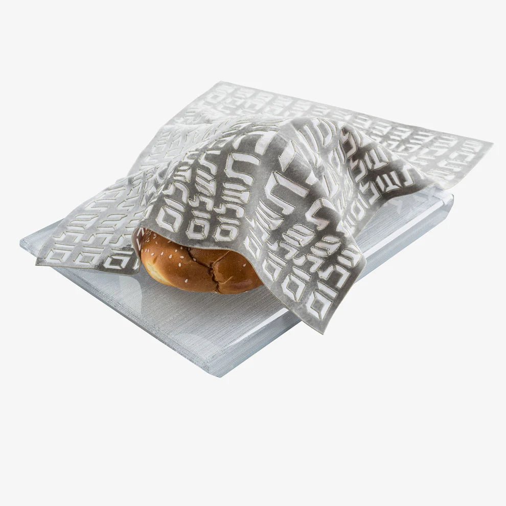 Challah Cover - Apeloig, Hebrew Text, Silver Grey