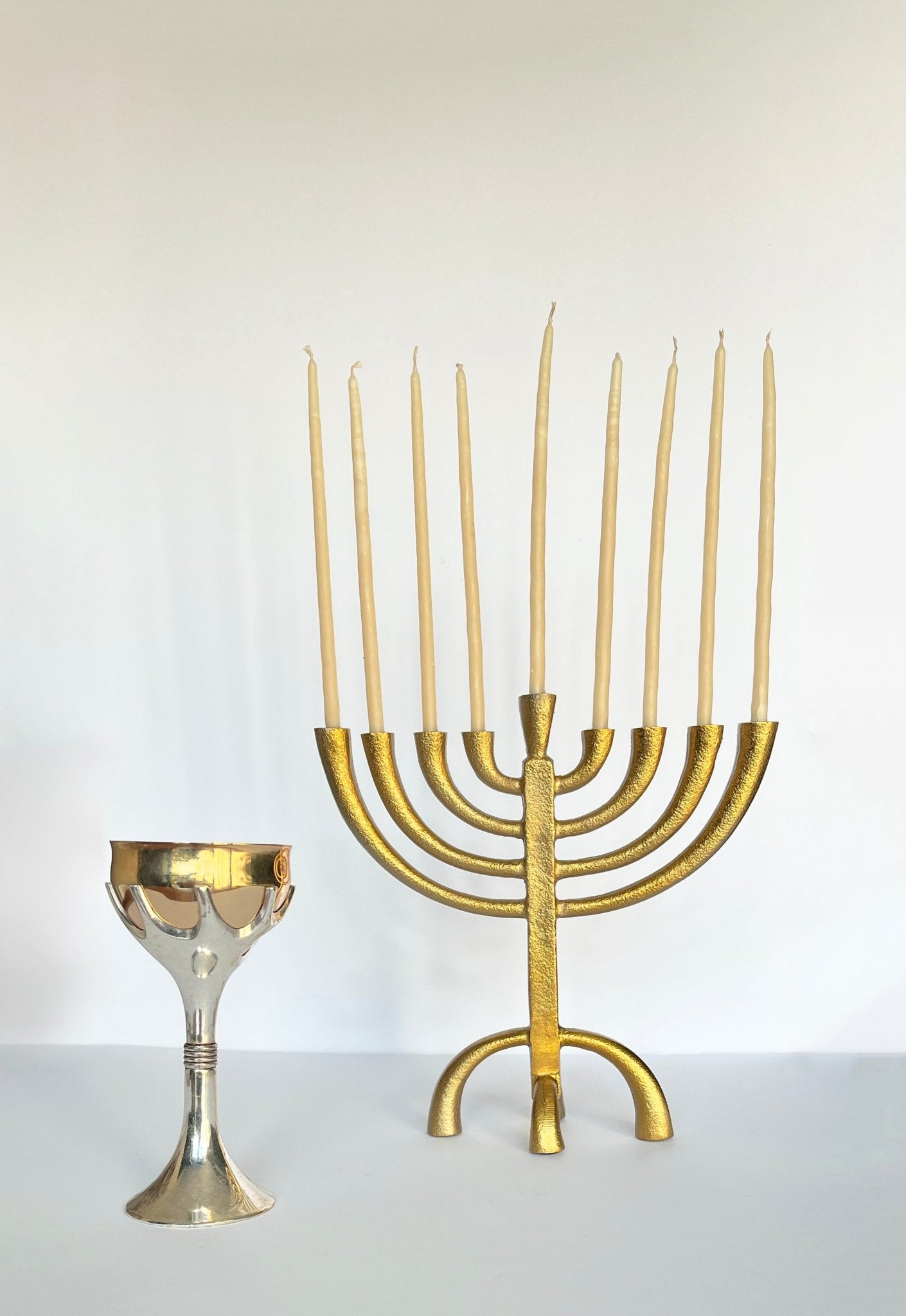 Chanukiah - Modern Rustic - Goldtone