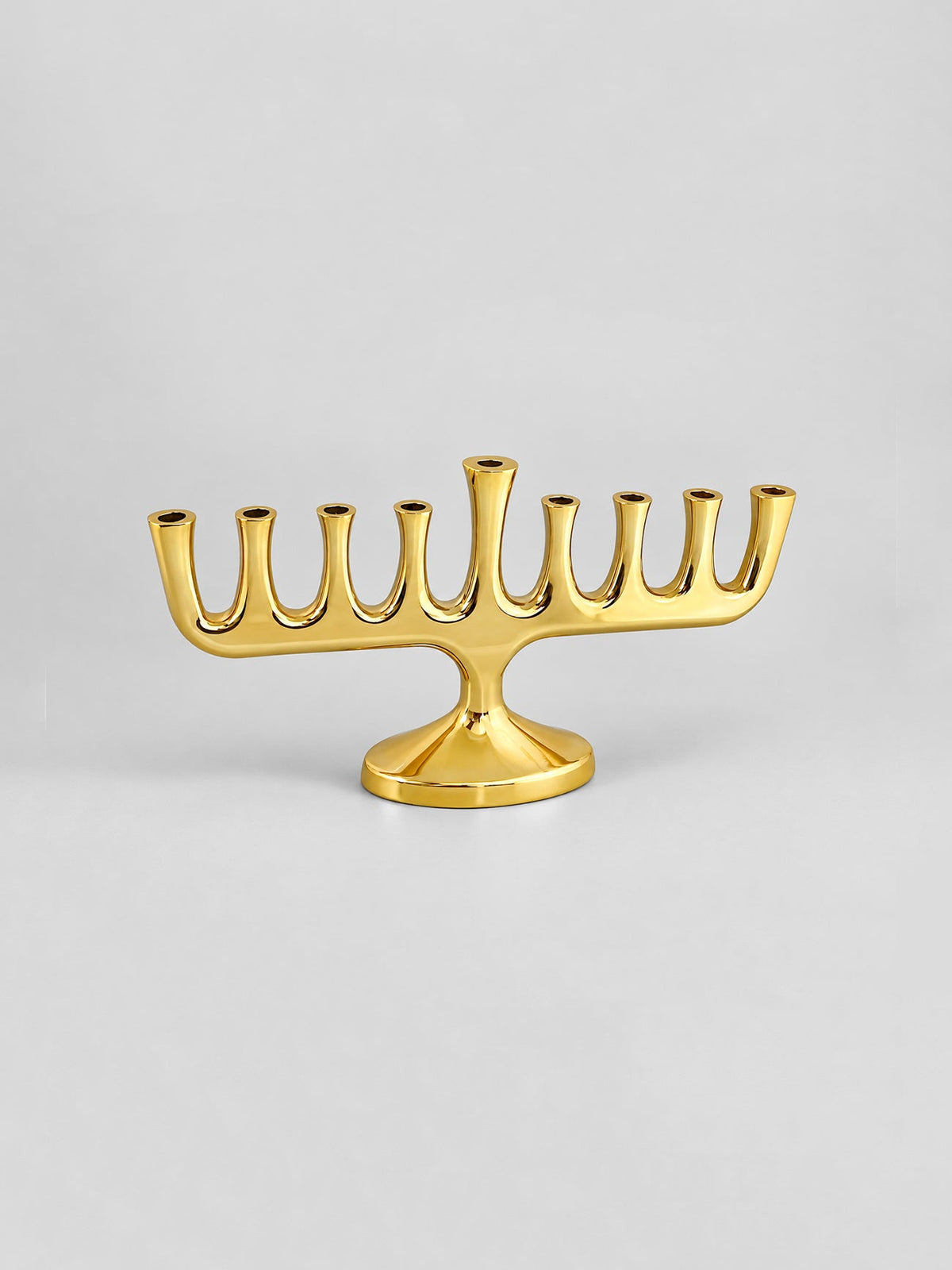 Chanukiah - Polished Aluminium - Goldtone