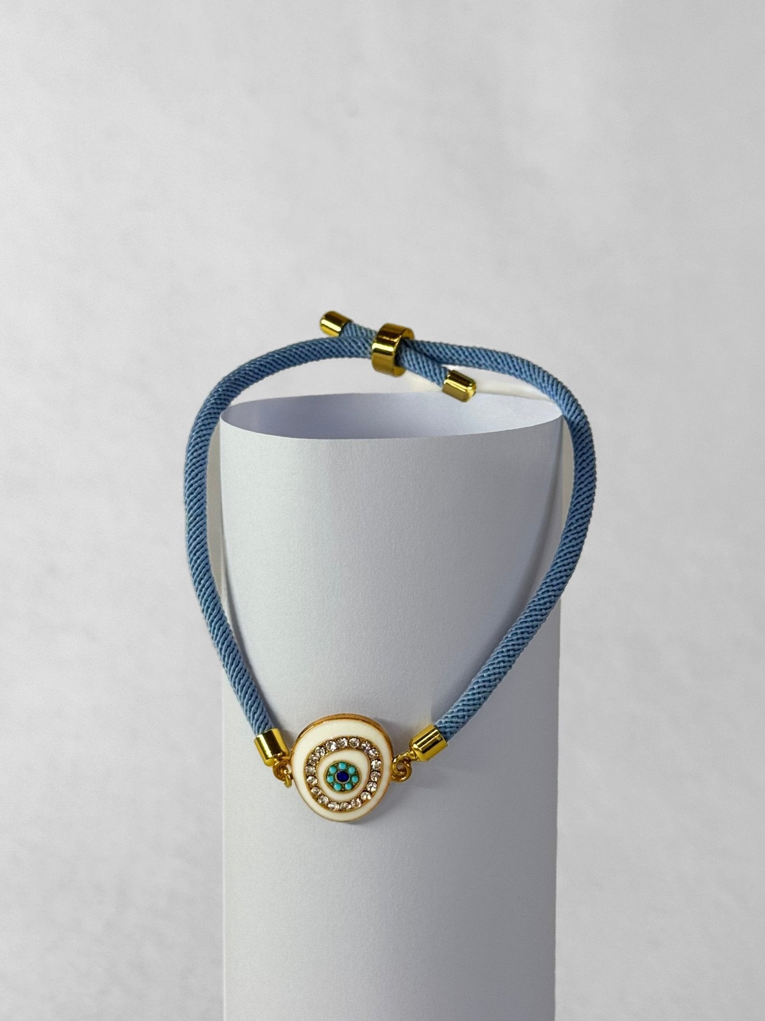 Cord Bracelet - Evil Eye - Light Blue