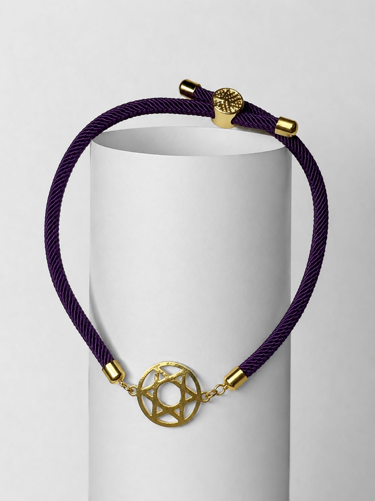 Cord Bracelet - Magen David Circle - Dark Blue