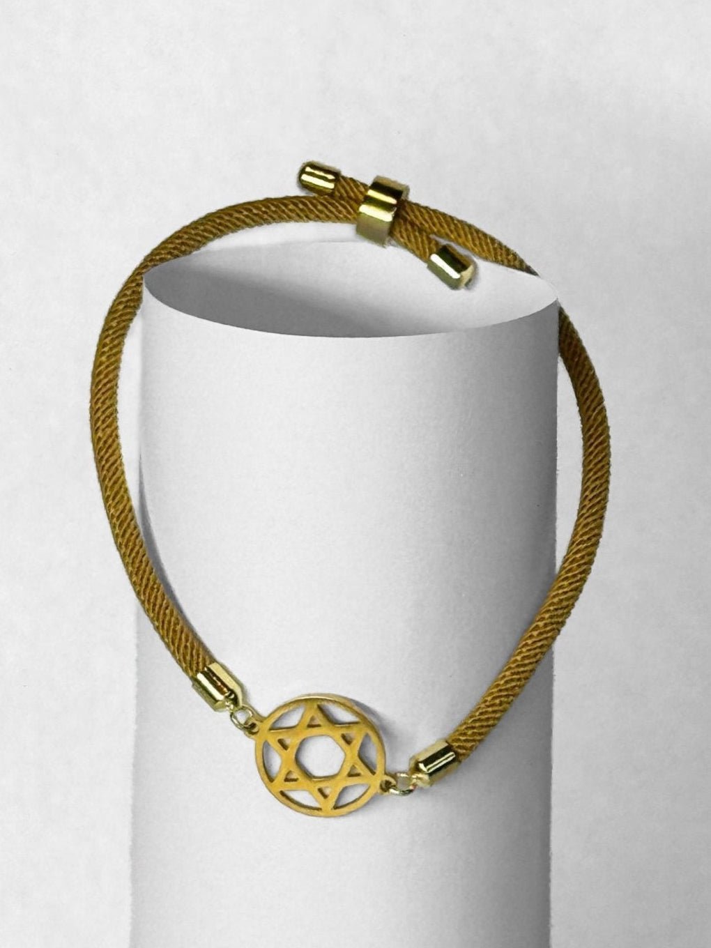 Cord Bracelet - Magen David Circle - Ochre