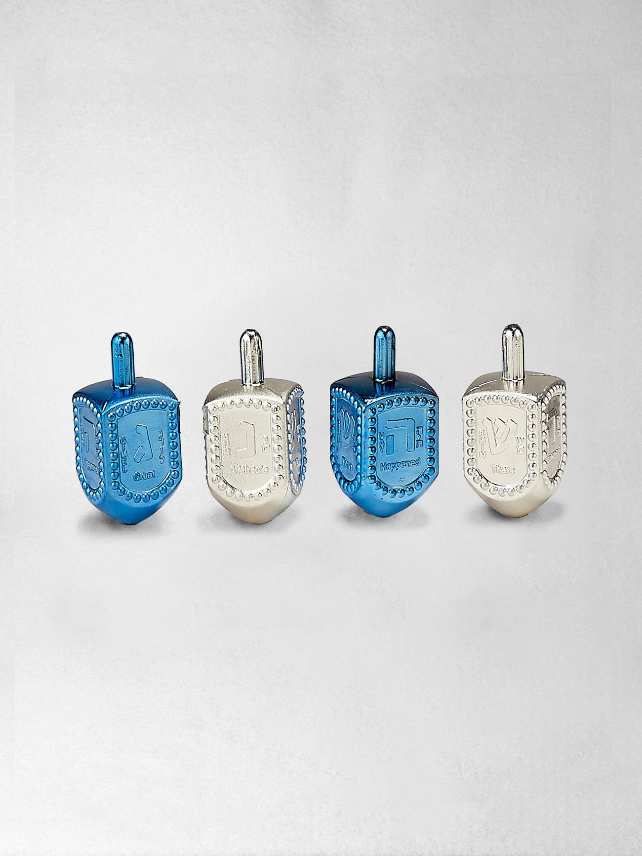 Dreidel - Metallic Plastic, Blue, Silver