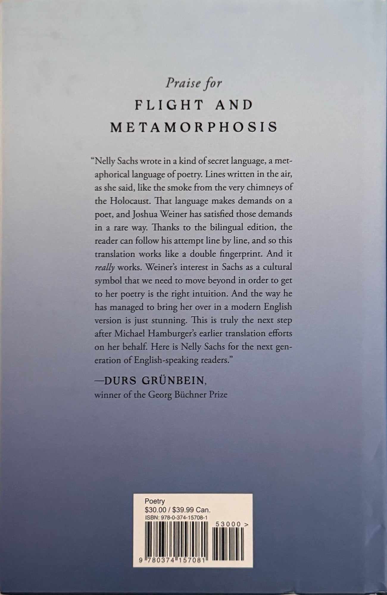 Flight and Metamorphosis: Poems - Nelly Sachs