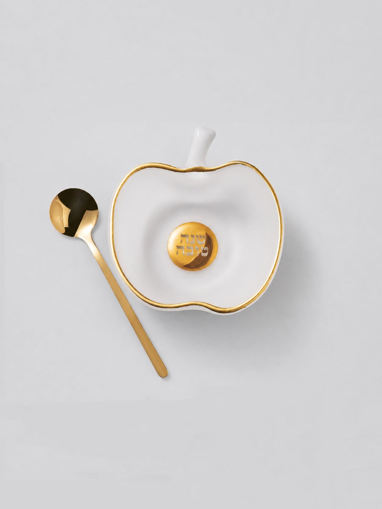 Honey Dish - Frosted Glass with Gold Spoon