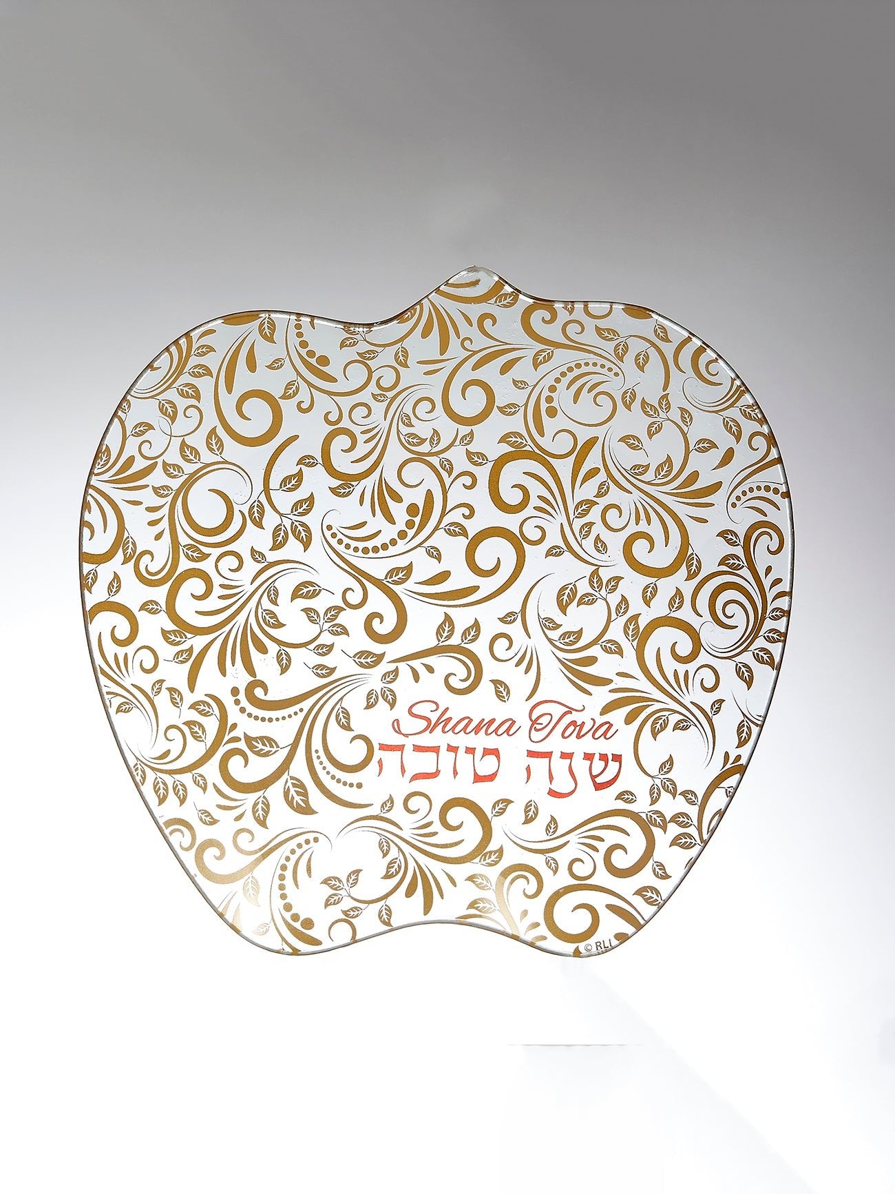 Honey Dish - Glass with Gold and Red Design