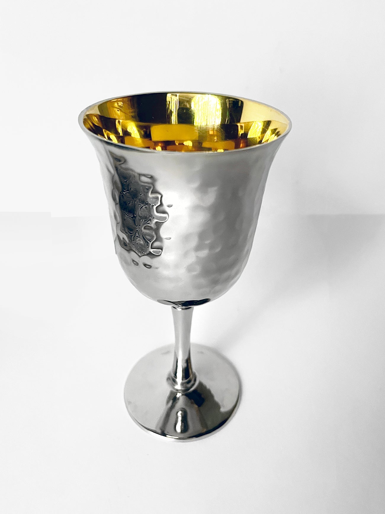 Kiddush Cup - Hammered finish, stemmed