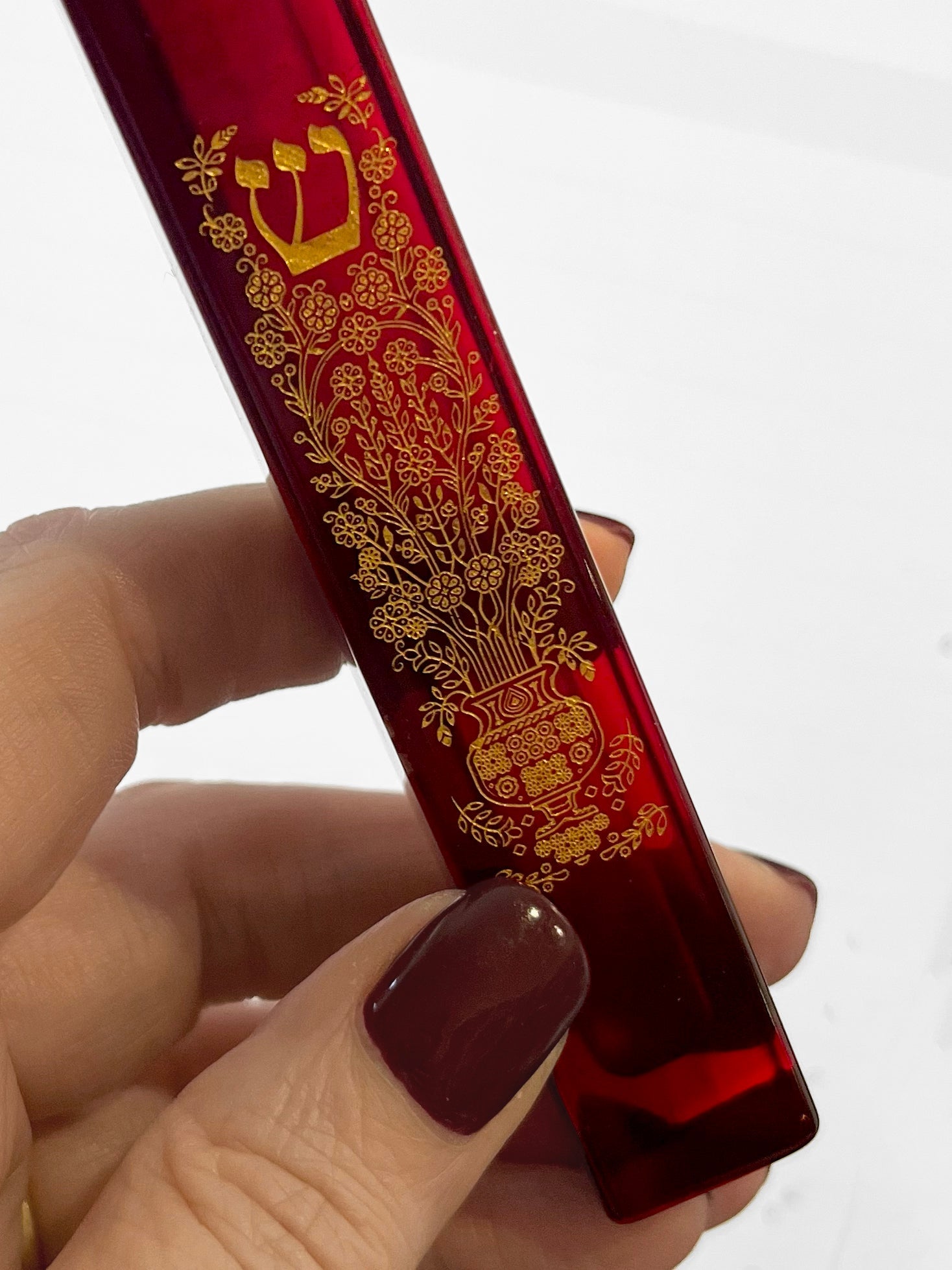Mezuzah - Ruby Crystal - Woven Memory - Museum Collection