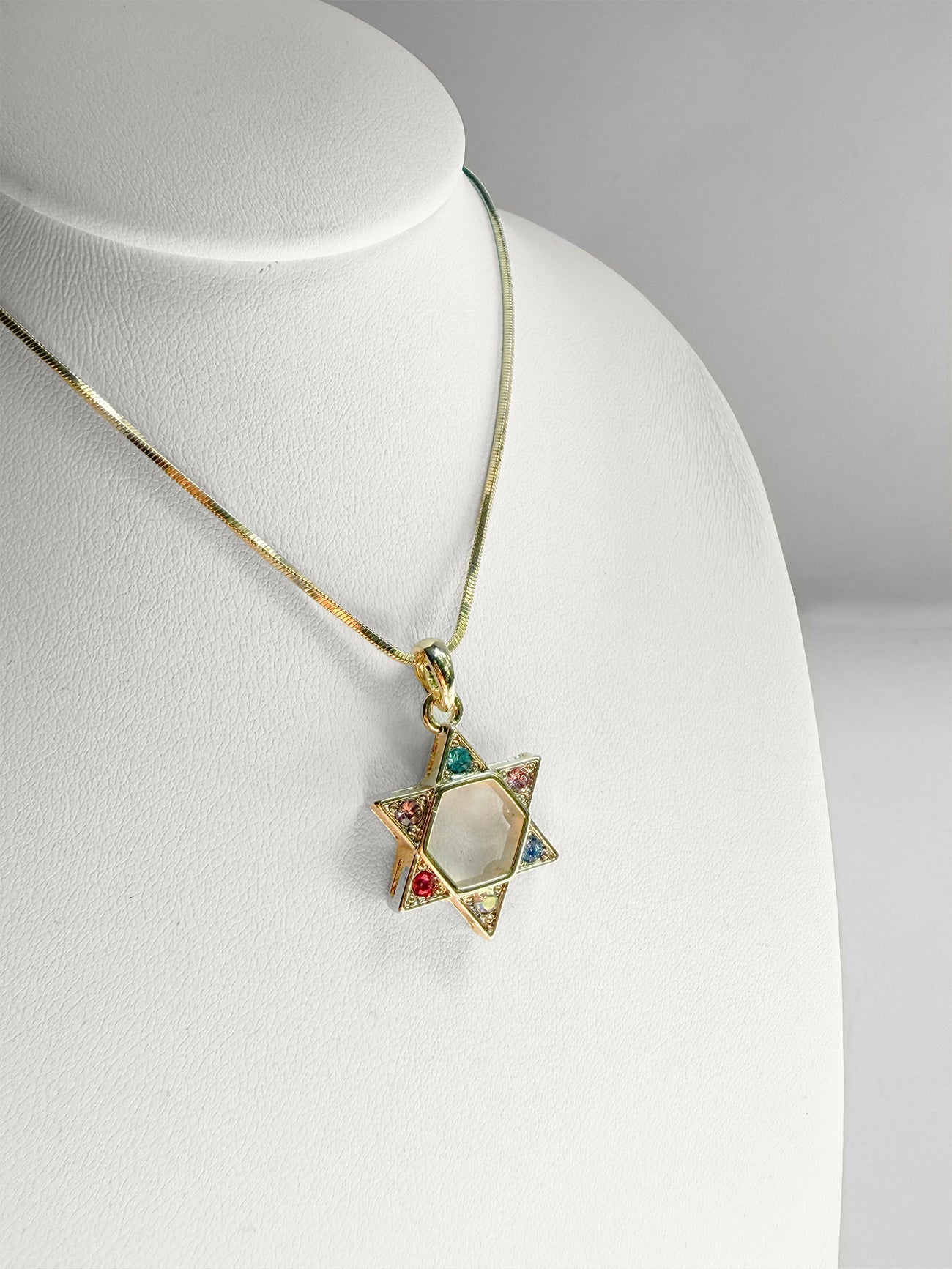 Necklace - Colourful Stones - Goldtone