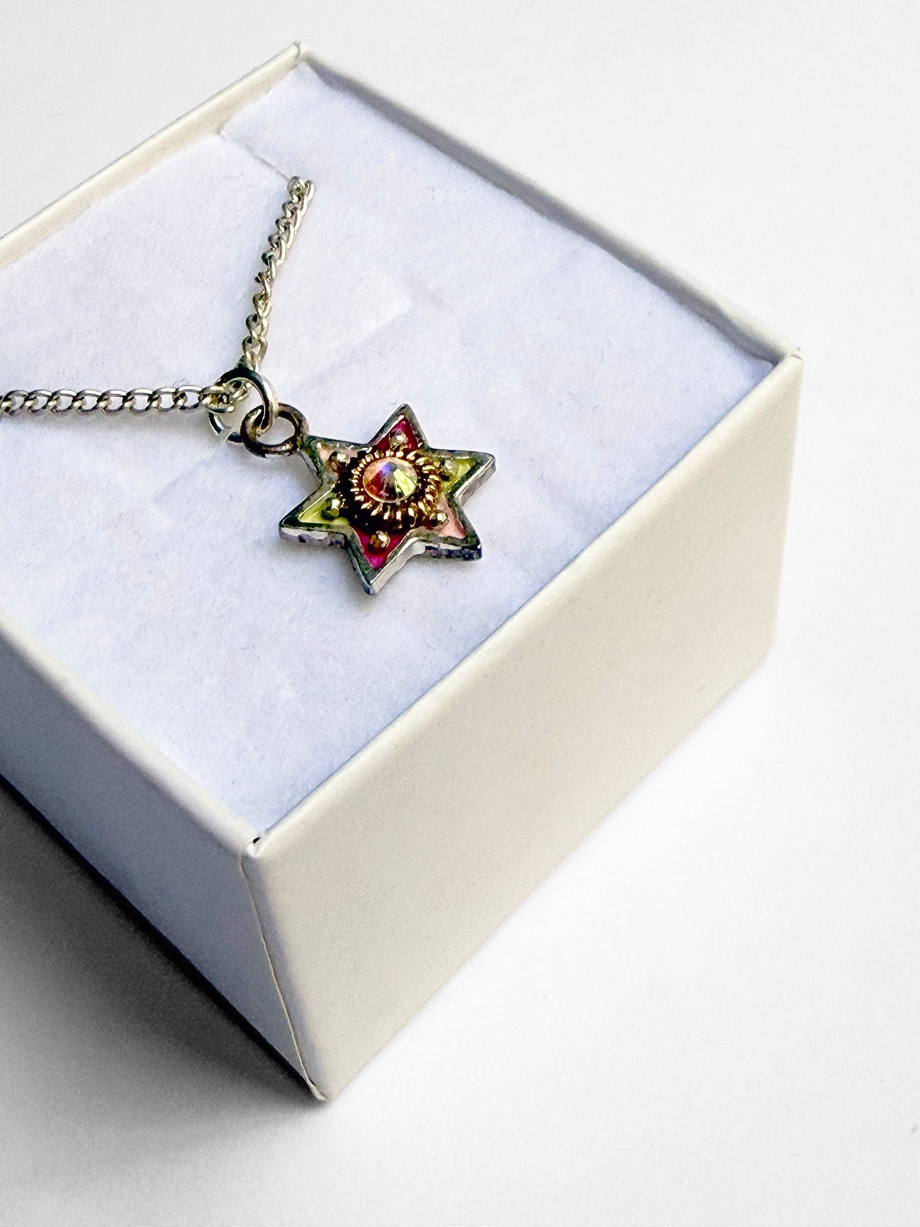 Necklace - Magen David, enamel & crystal by Ester Shahaf