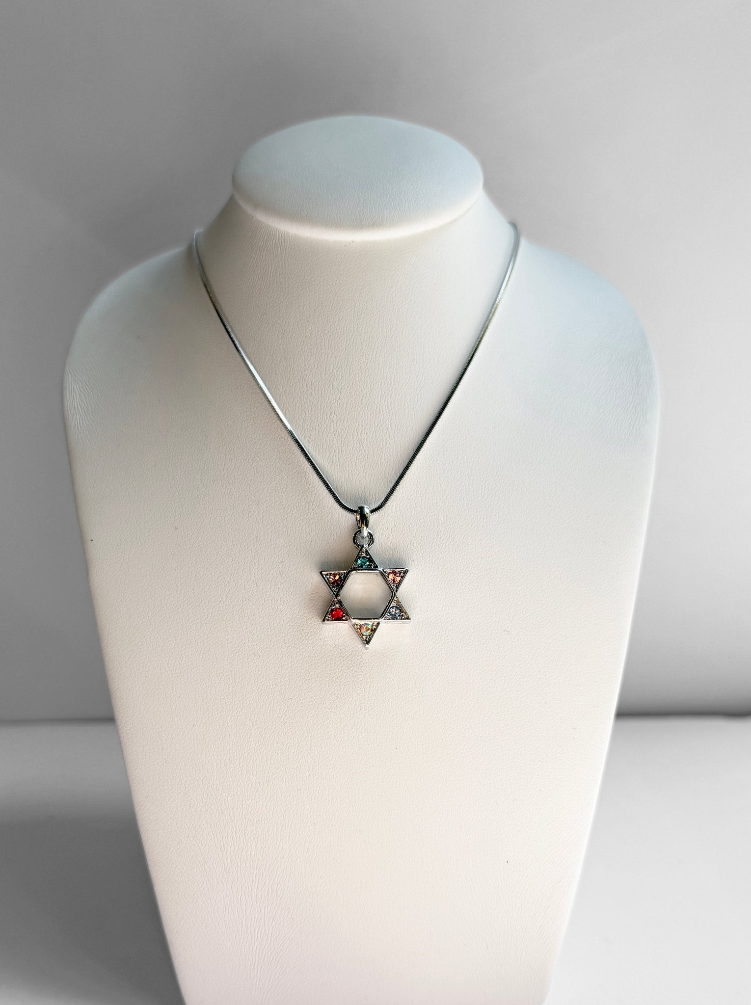 Pendant - Colourful Stones - Silvertone