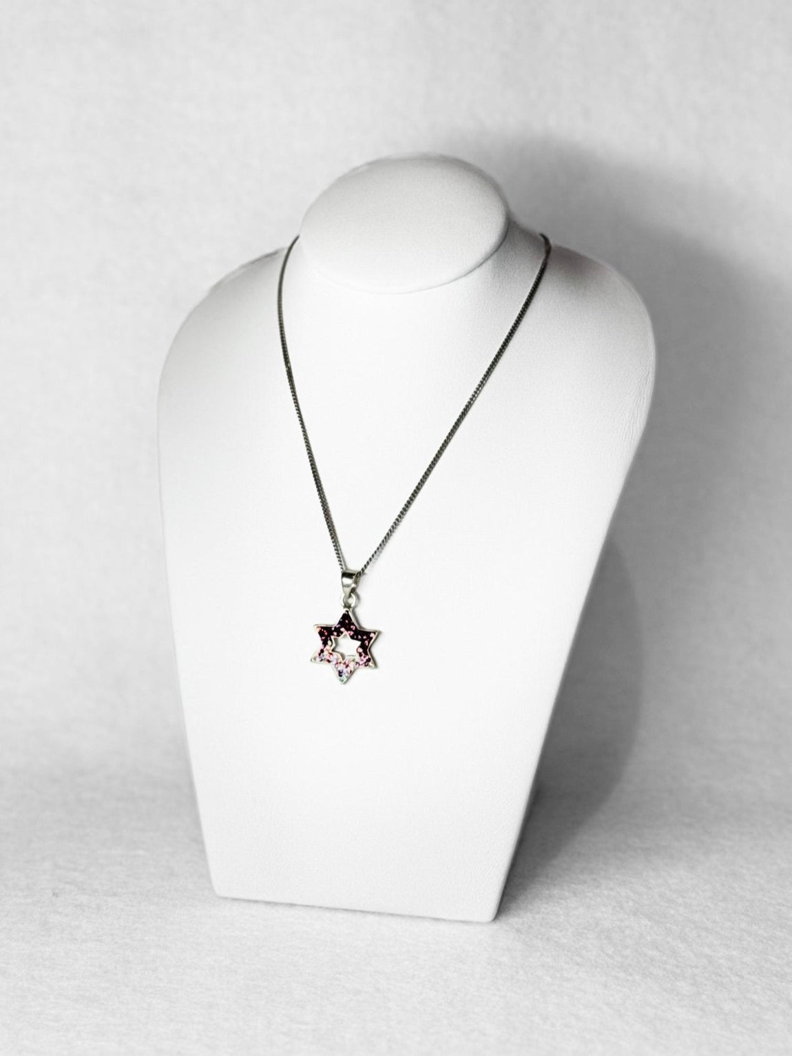 Pendant - Magen David Pink Tone Crystal