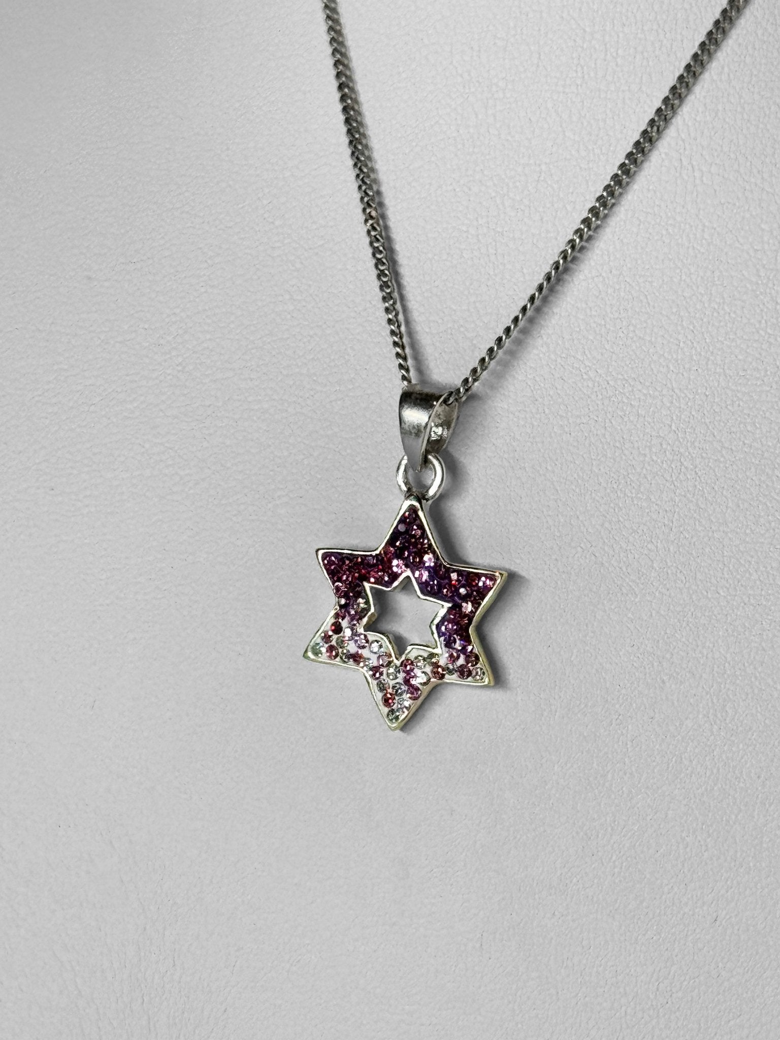 Pendant - Magen David Pink Tone Crystal
