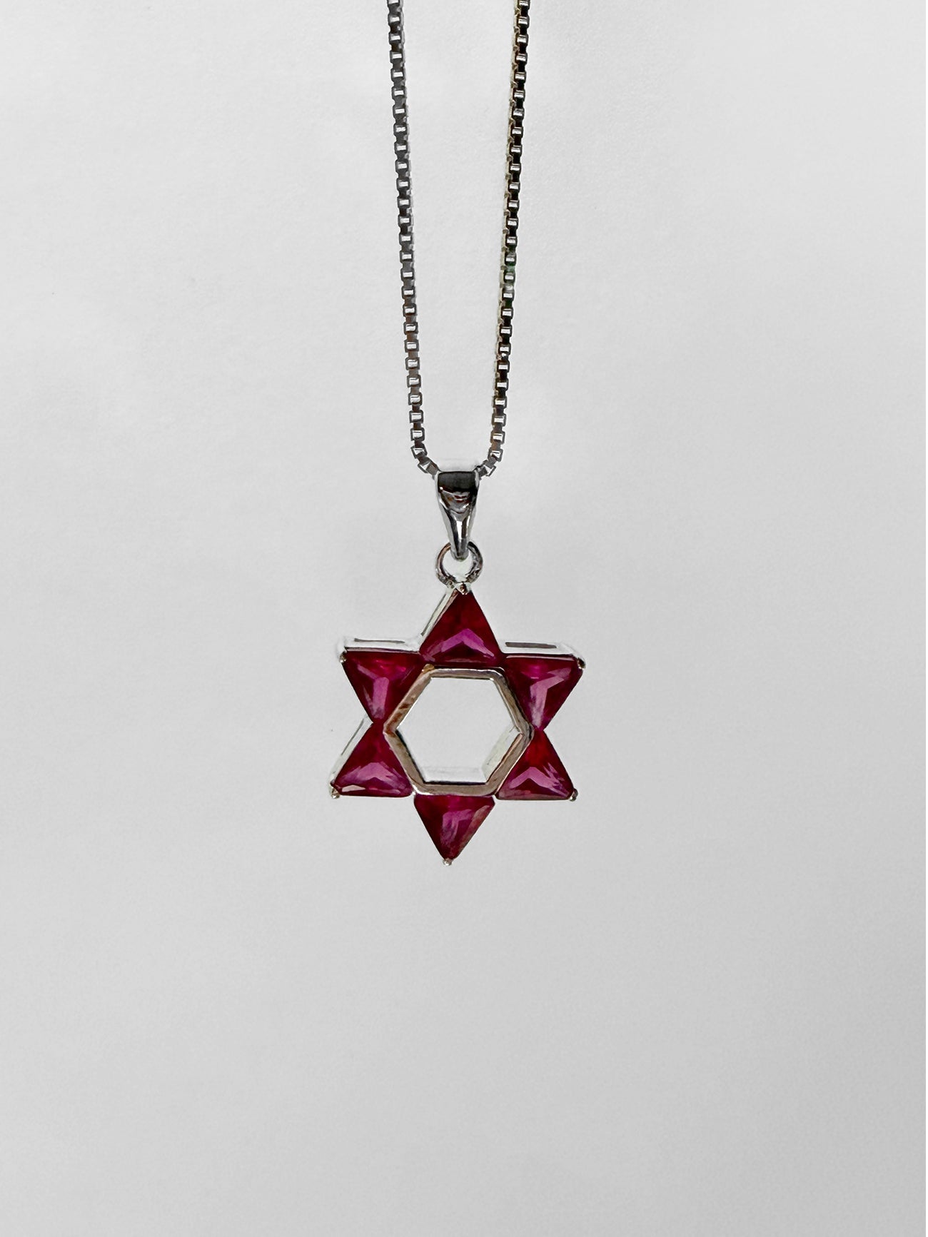 Pendant - Rhodium & Red Crystal
