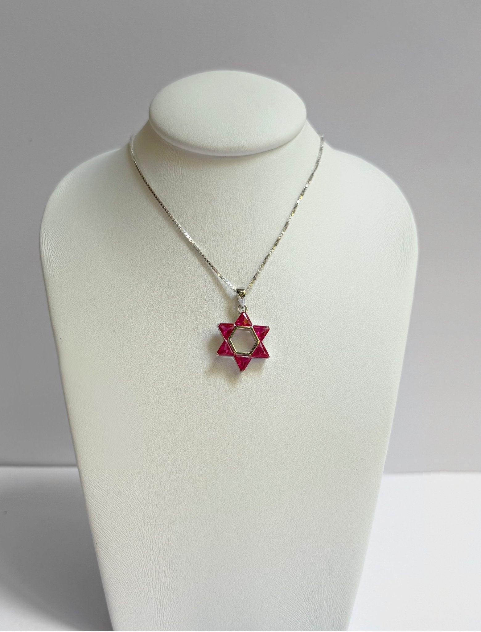 Pendant - Rhodium & Red Crystal