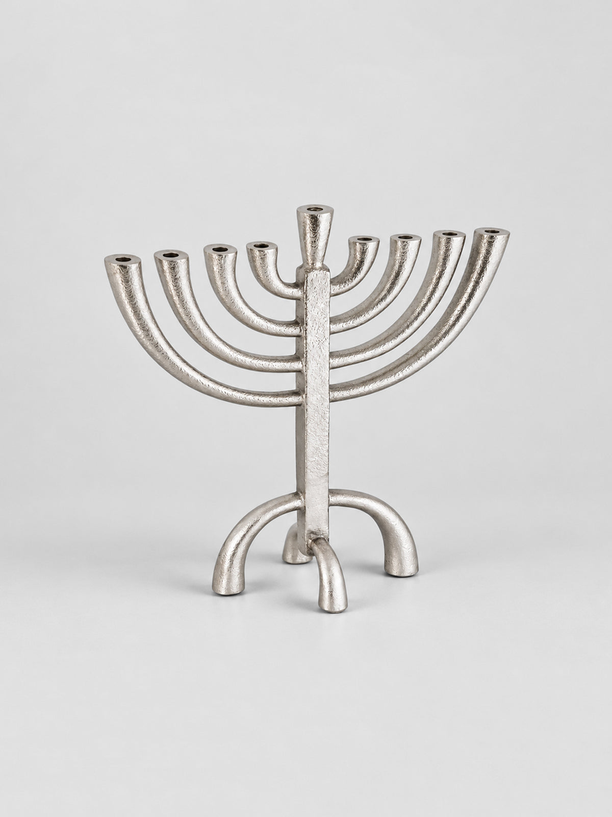 Chanukiah - Modern Rustic - Silvertone