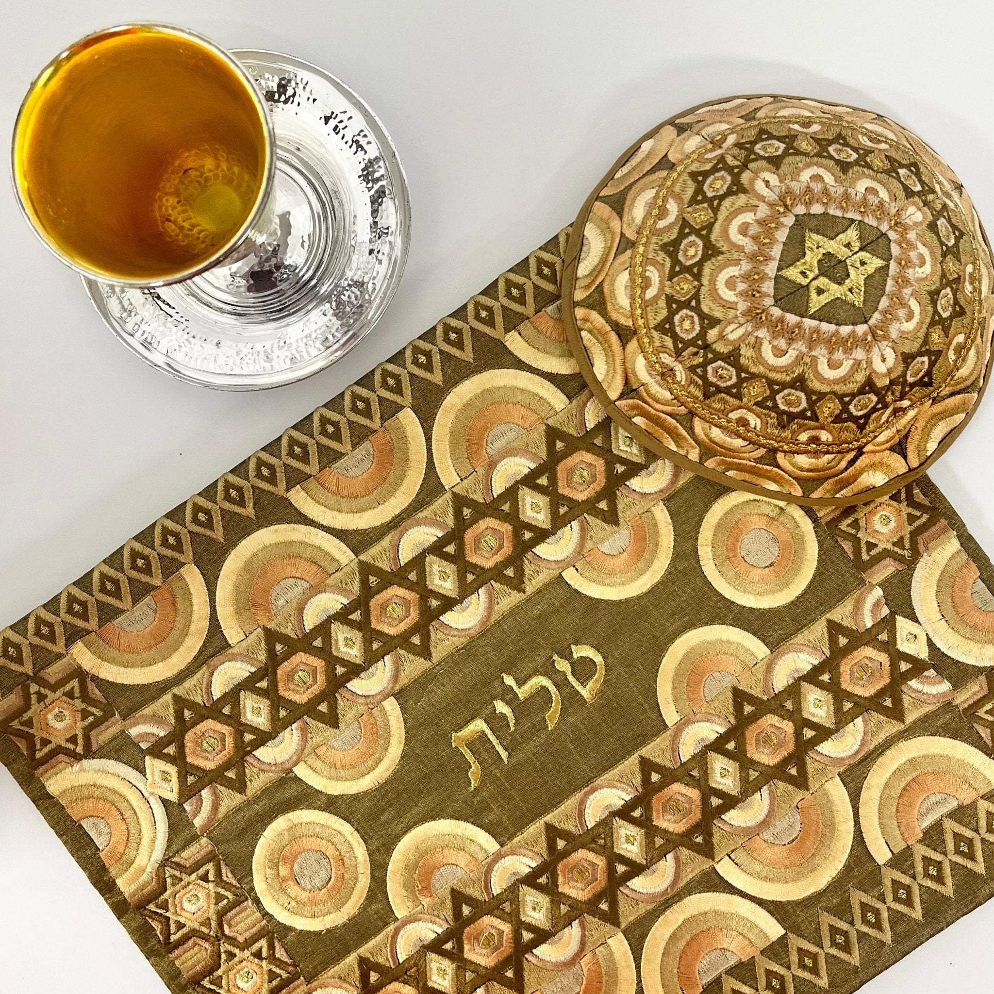 Tallit Bag - Bronze & Gold Embroidery, Emanuel
