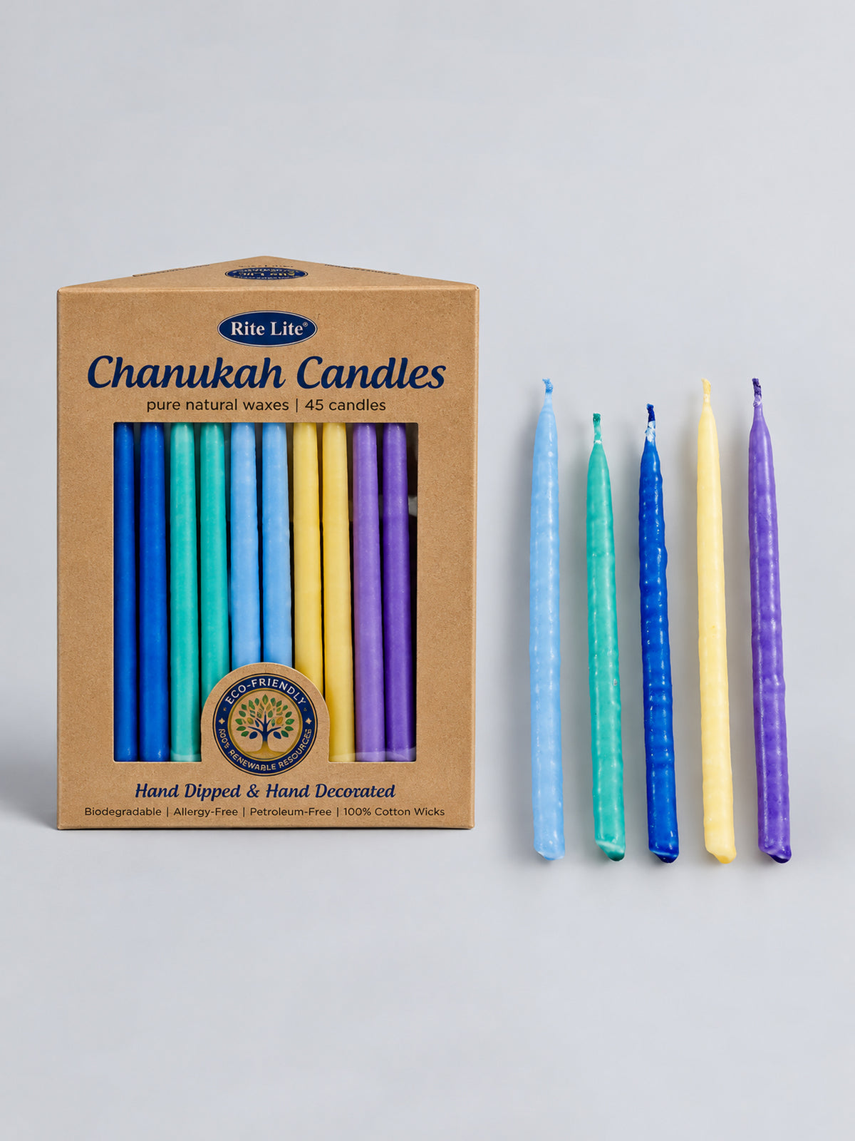 Candles - Chanukah, Premium Multicoloured Pure Vegetable Wax