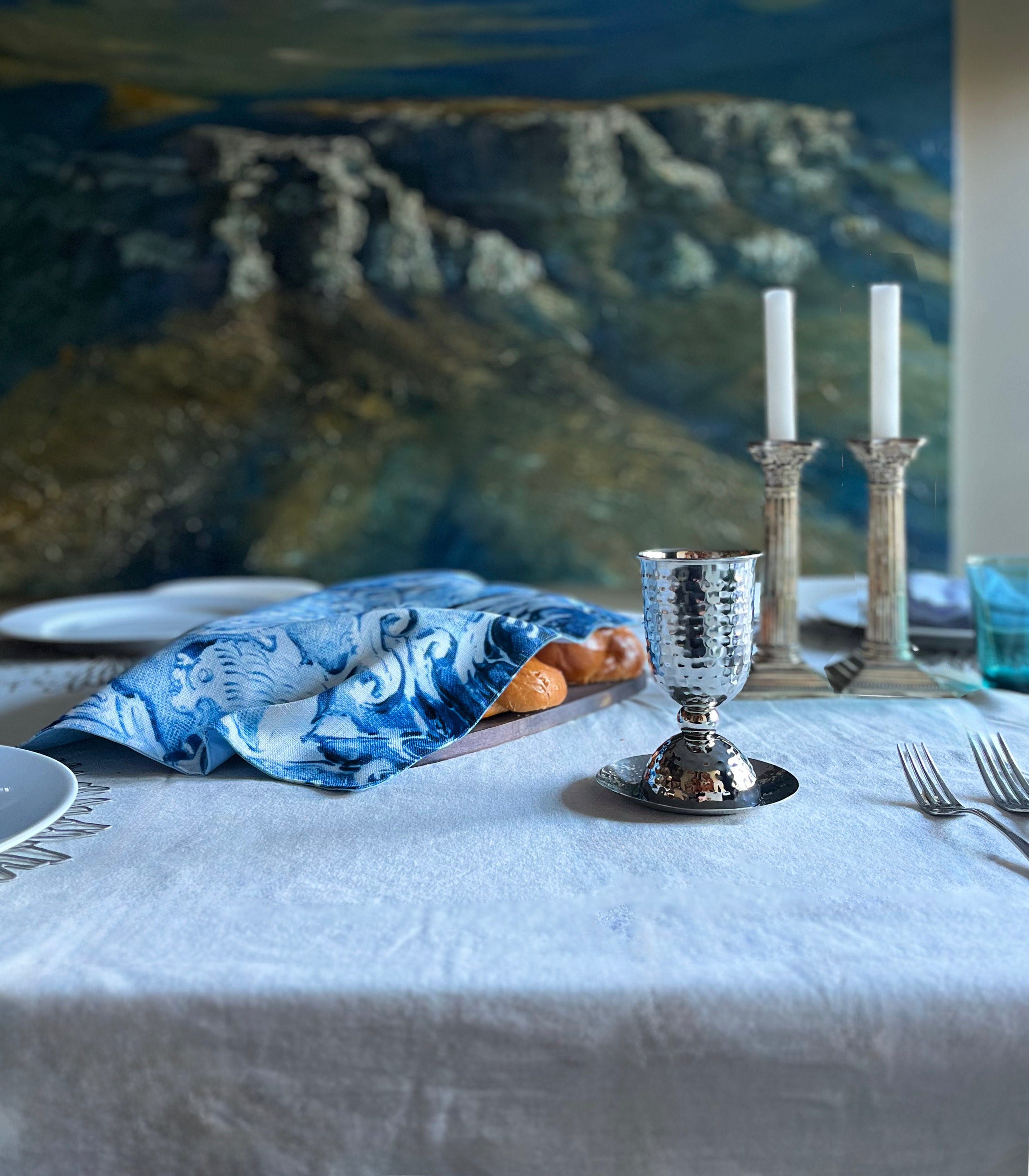 Challah Cover – Lion of Judah – Museum Collection, Turquoise