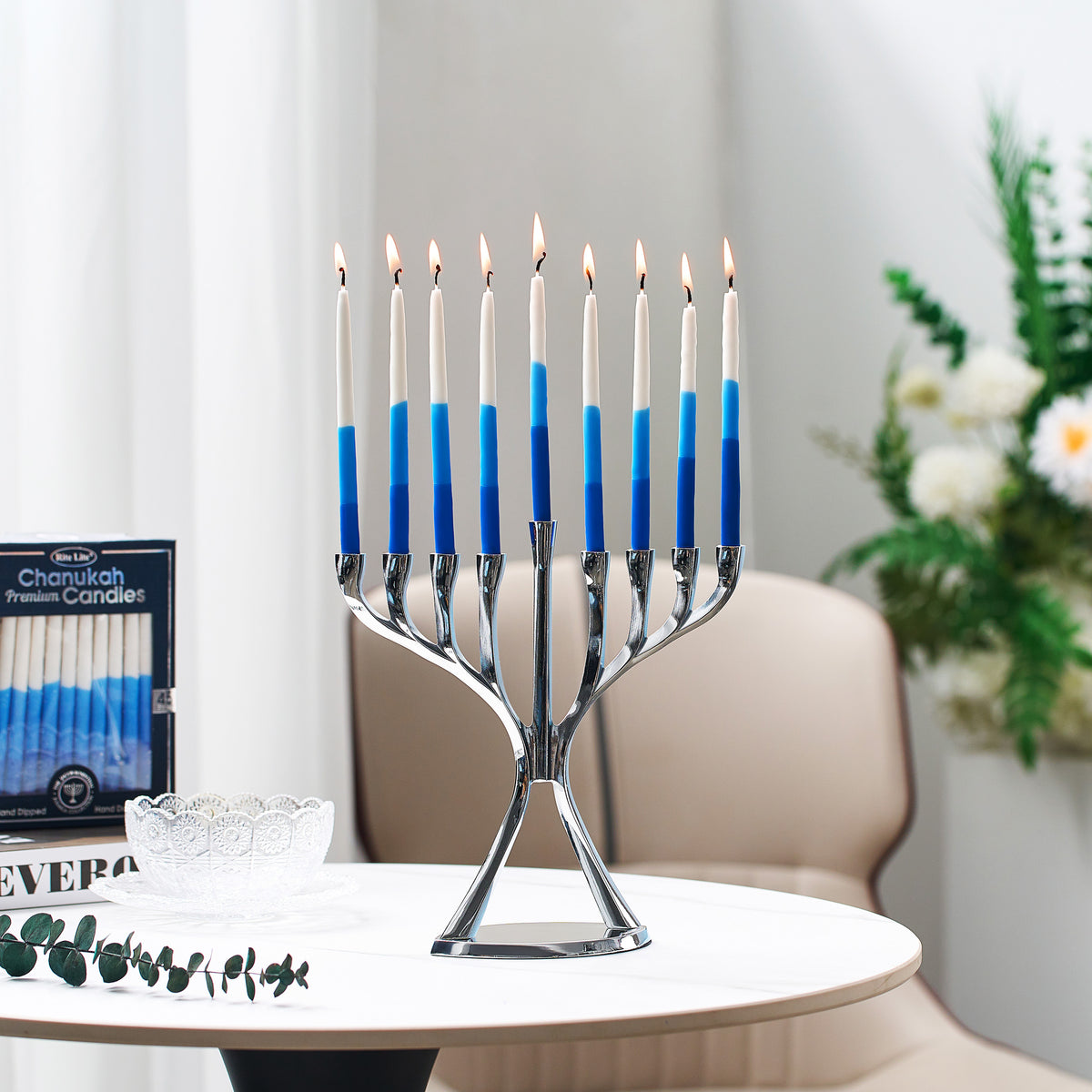 Candles - Chanukah, Premium Shades of Blue