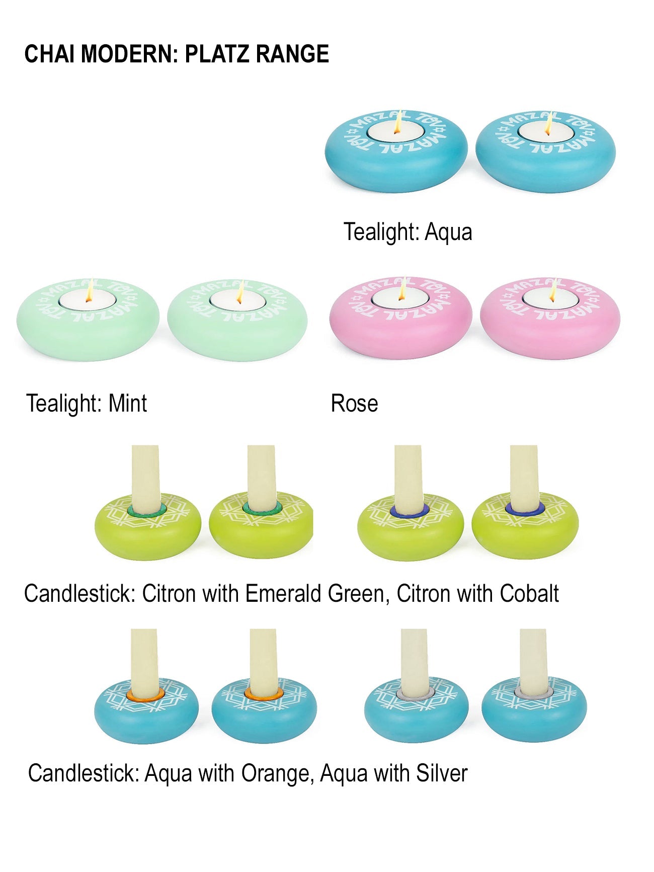 Candlestick (Standard candle) - Aqua Platz with orange, Chai Modern