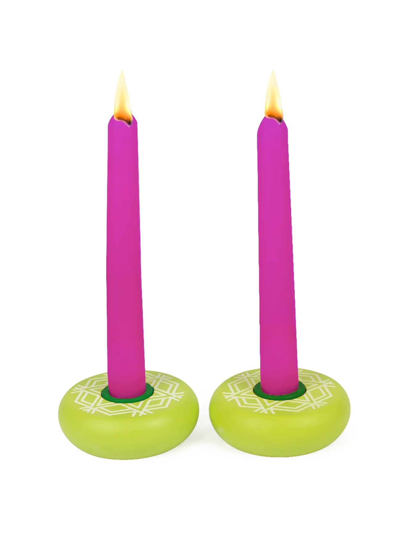 Candlestick (Standard candle) - Citron Platz with emerald green, Chai Modern