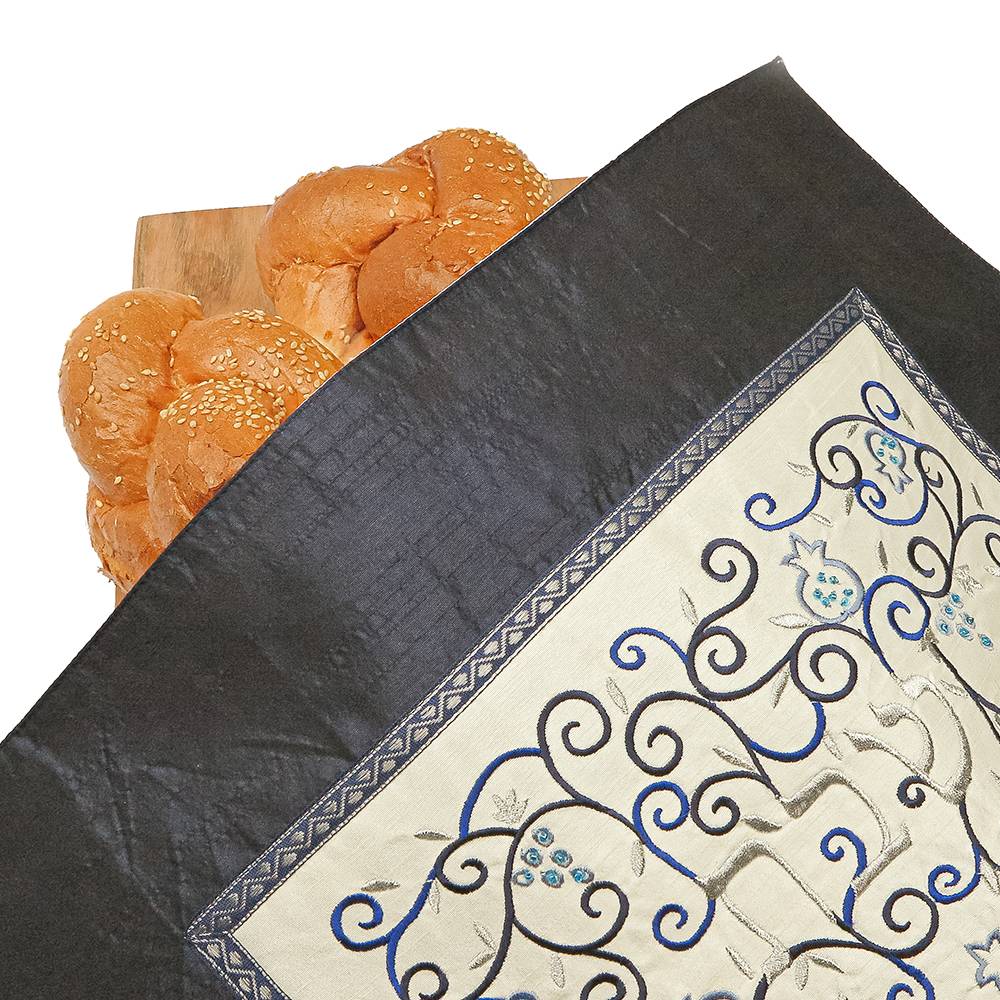 Challah Cover - Blue Framed, Emanuel Design