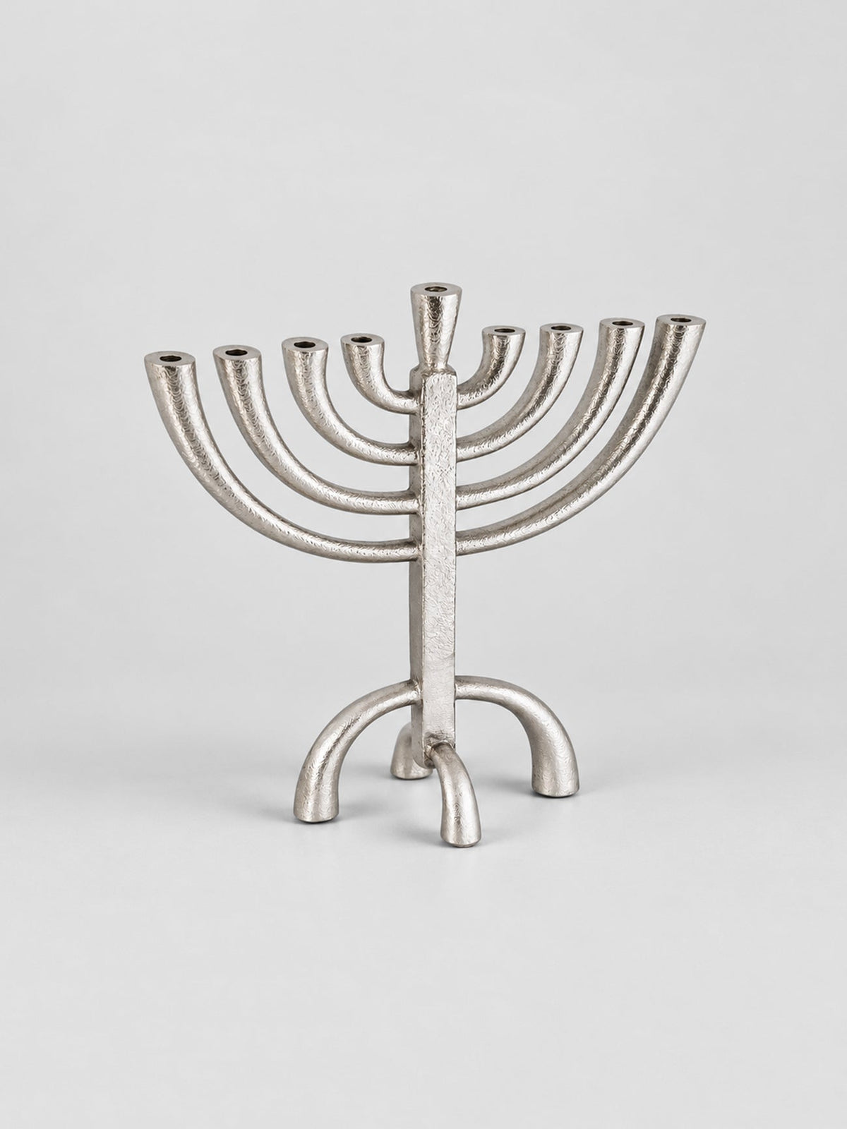 Chanukiah - Modern Rustic - Silvertone