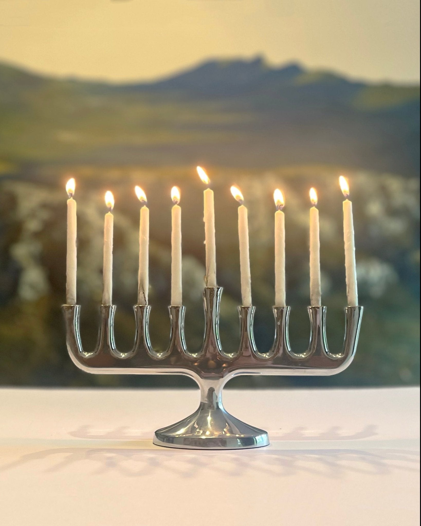 Chanukiah - Polished Aluminium