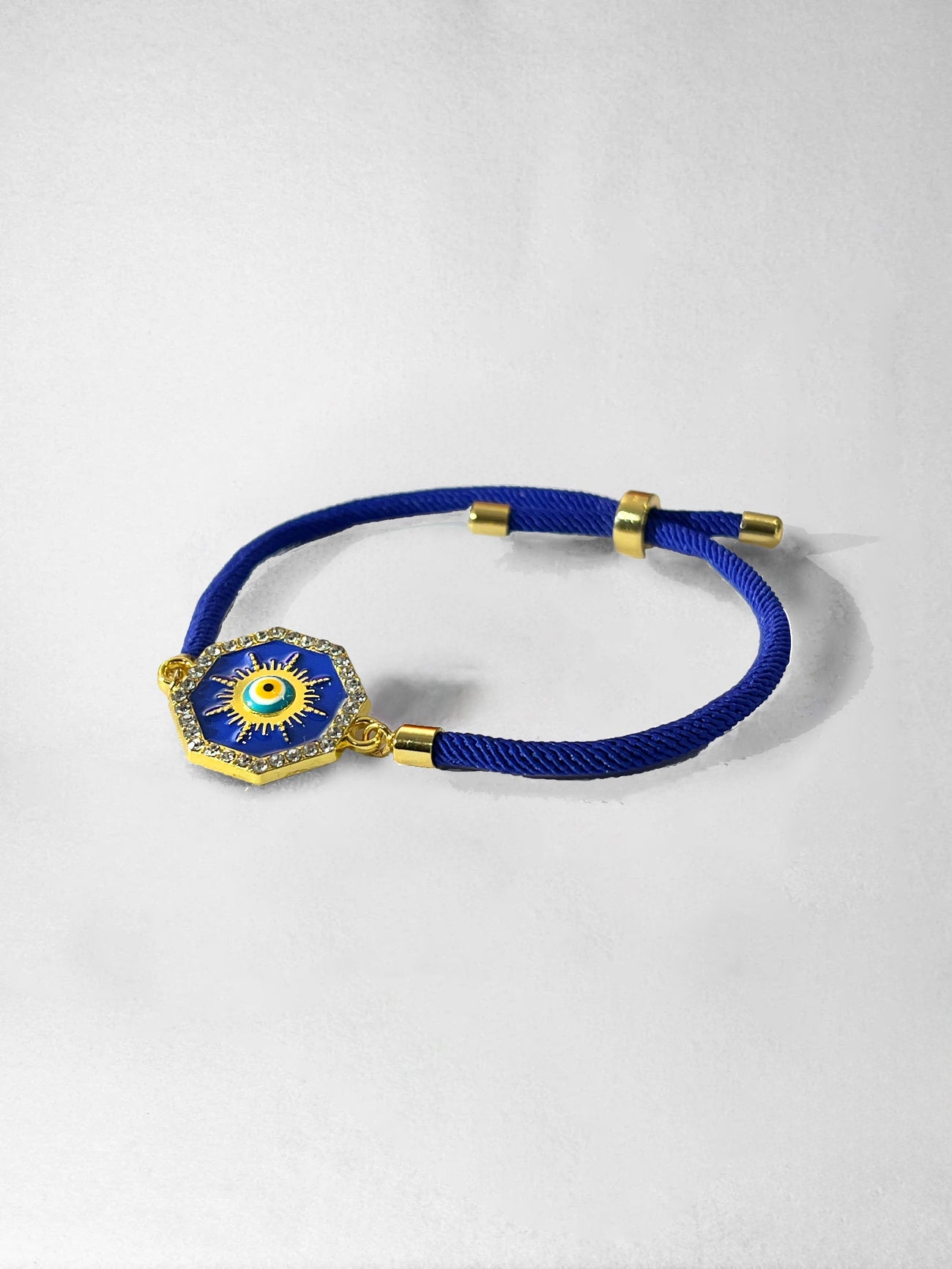 Cord Bracelet - Evil Eye - Hexagon - Sapphire Blue