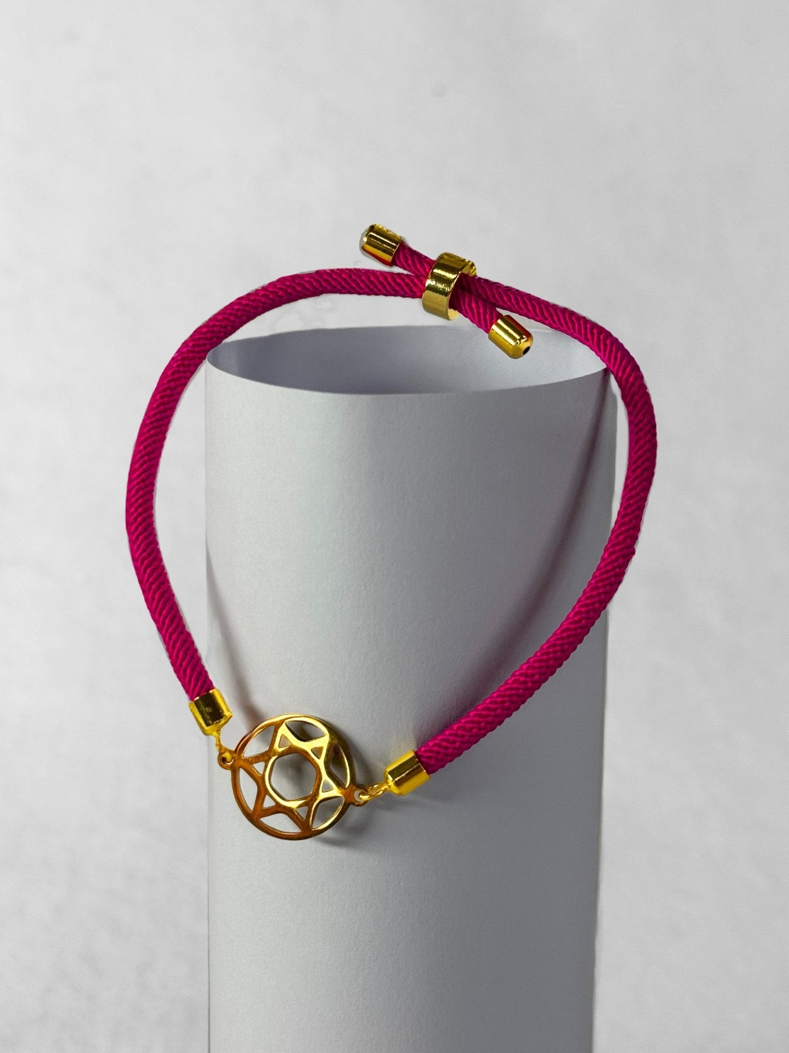 Cord Bracelet - Magen David - Hot Pink
