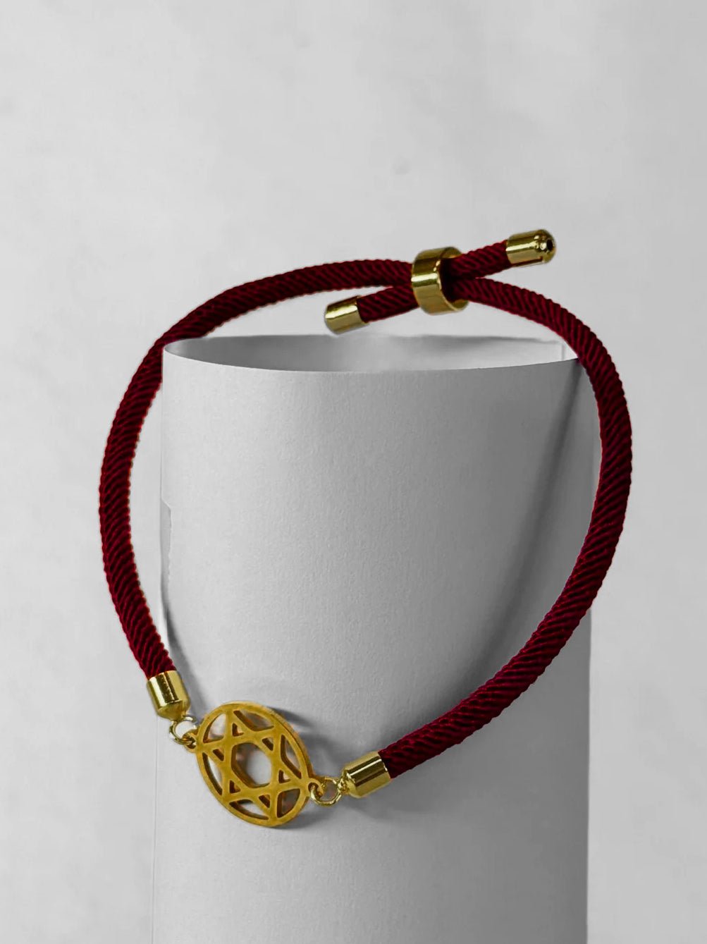 Cord Bracelet - Magen David - Wine Red