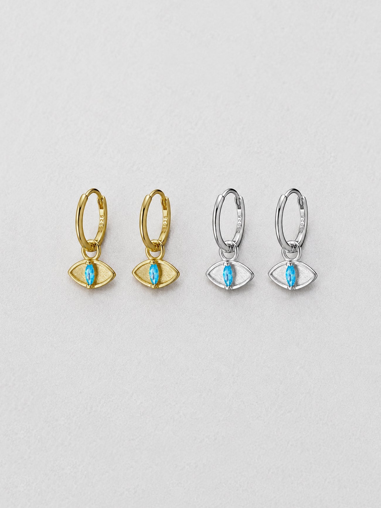 Earrings: Evil Eye - Sterling Silver, Gold Plated