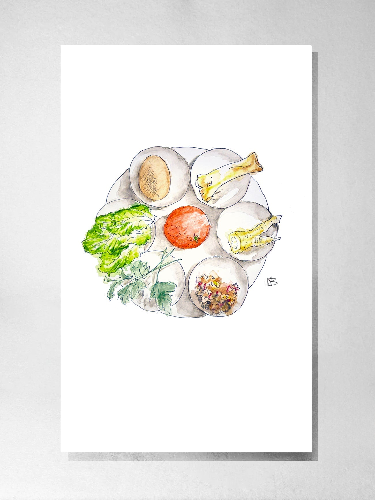 Greeting Card - Seder Plate - Louise Bersten