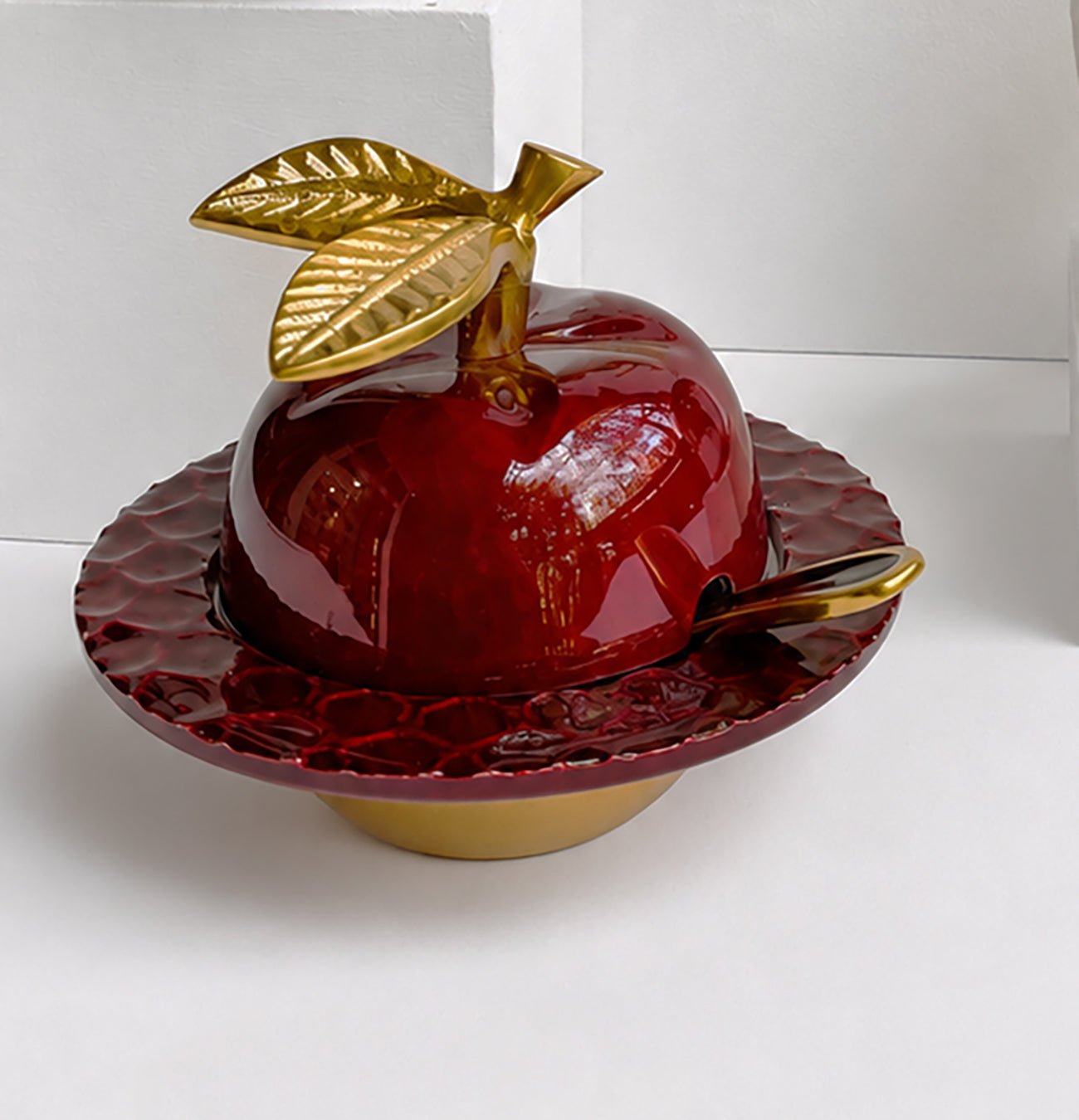 Honey Dish and Cover - Apple