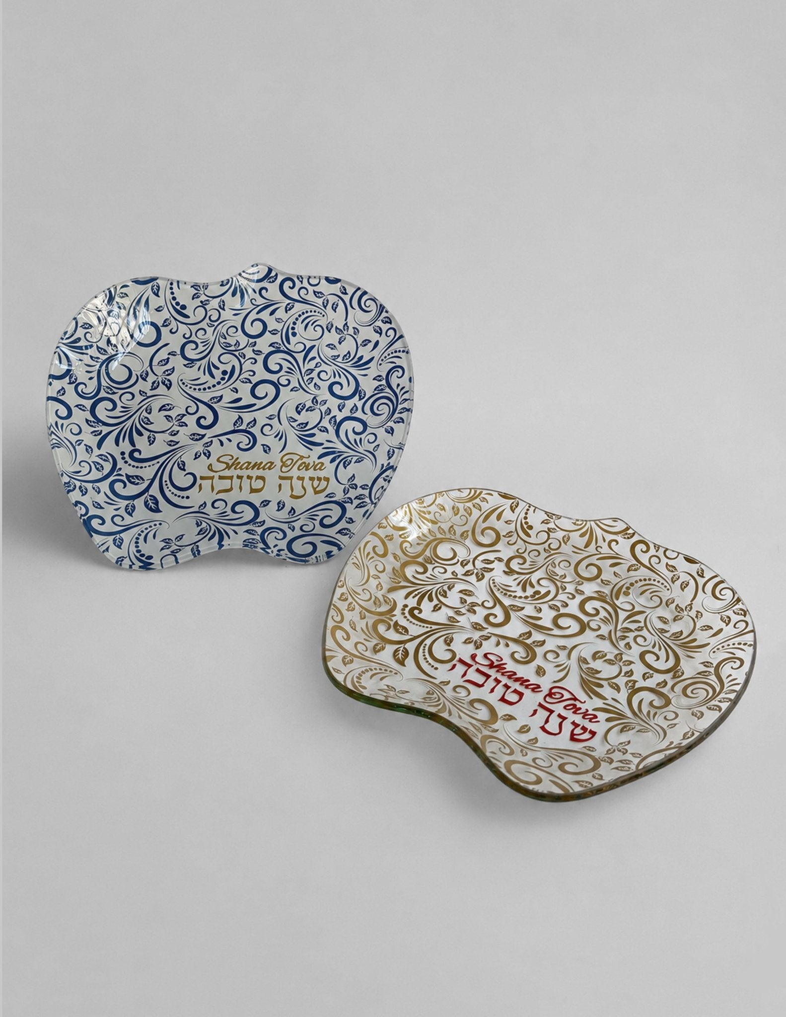 Honey Dish - Glass with Gold and Red Design