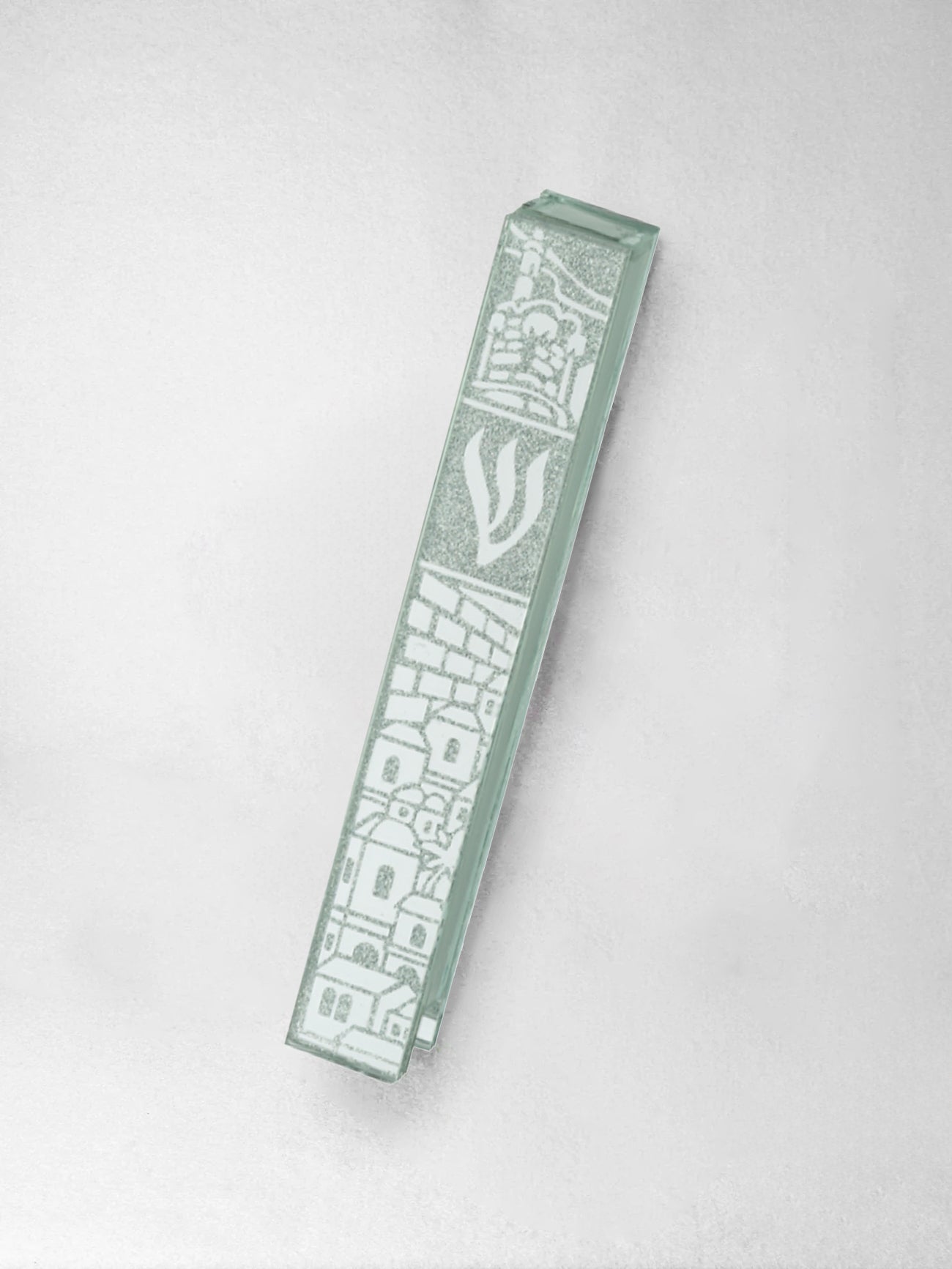 Mezuzah - Glass with Jerusalem Decoration