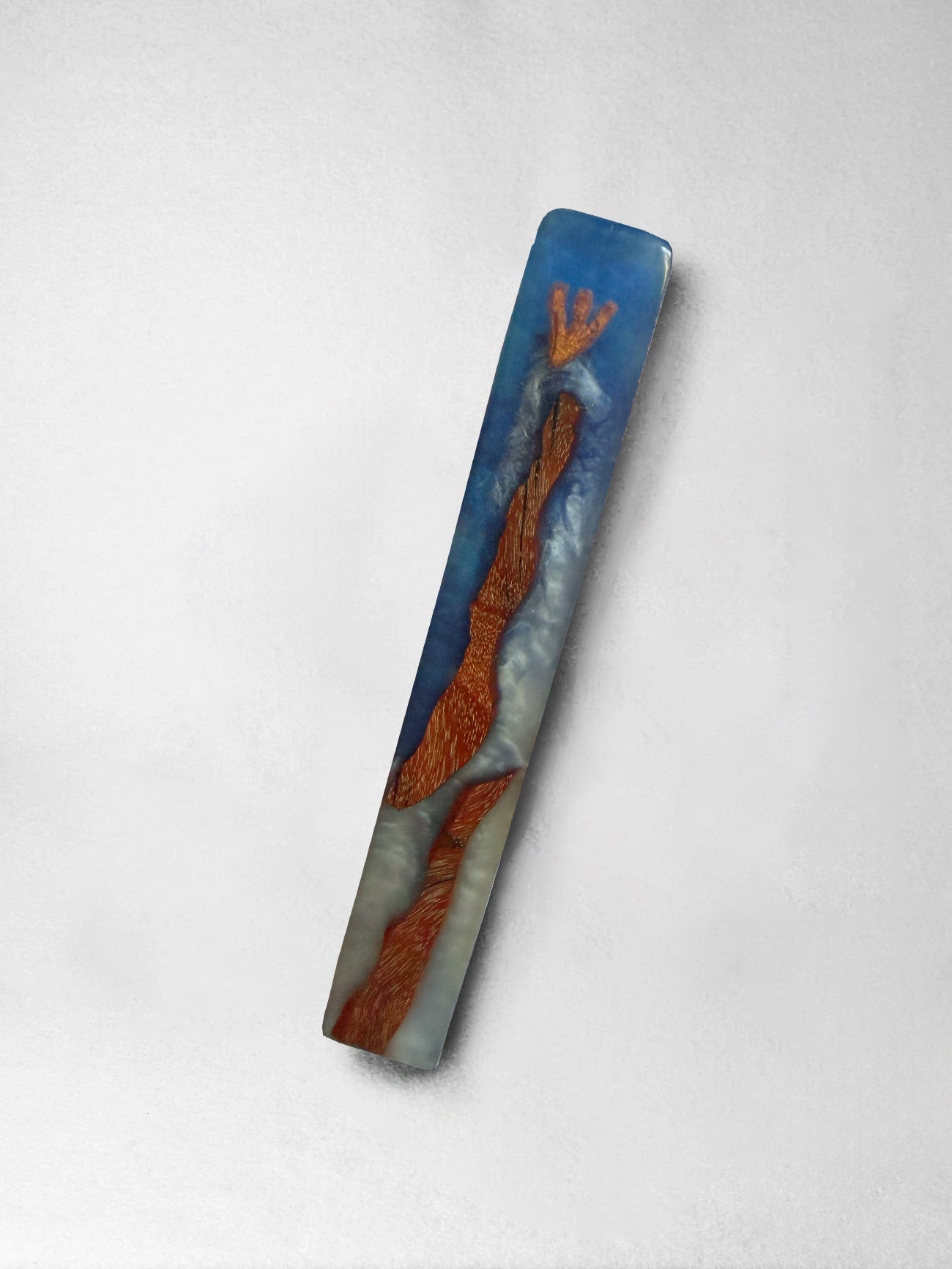 Mezuzah - Resin, Red Gum, Blue - Michael Schwartz