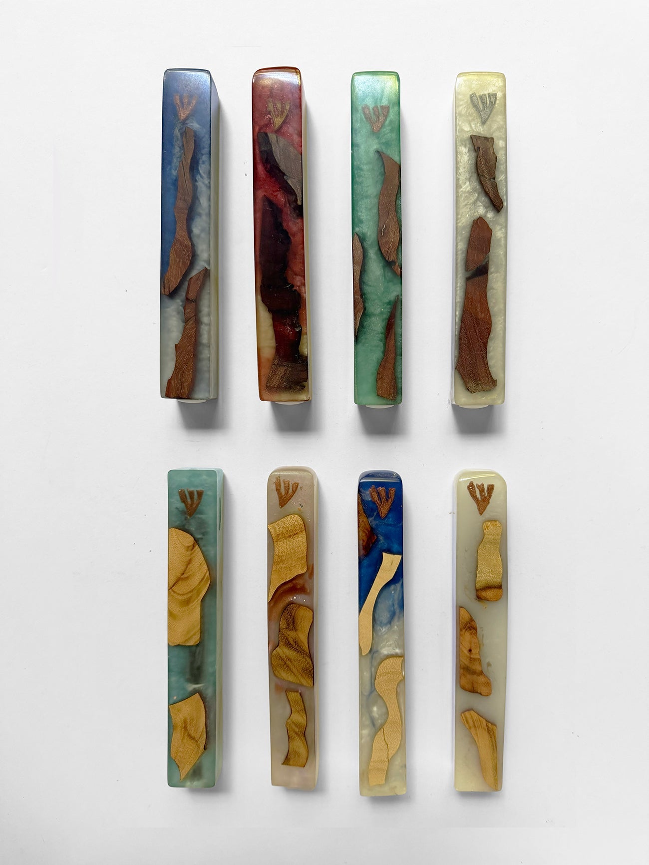 Mezuzah - Resin, Red Gum, Turquoise - Michael Schwartz