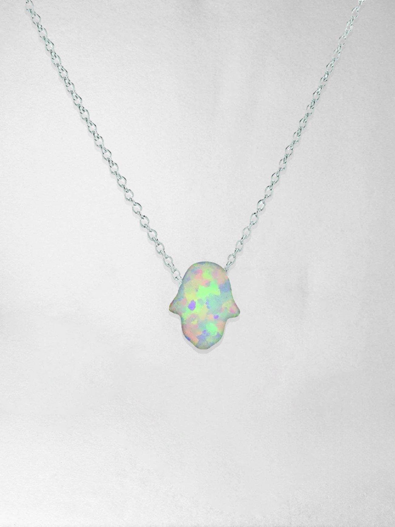 Necklace - White Opalite Hamsa