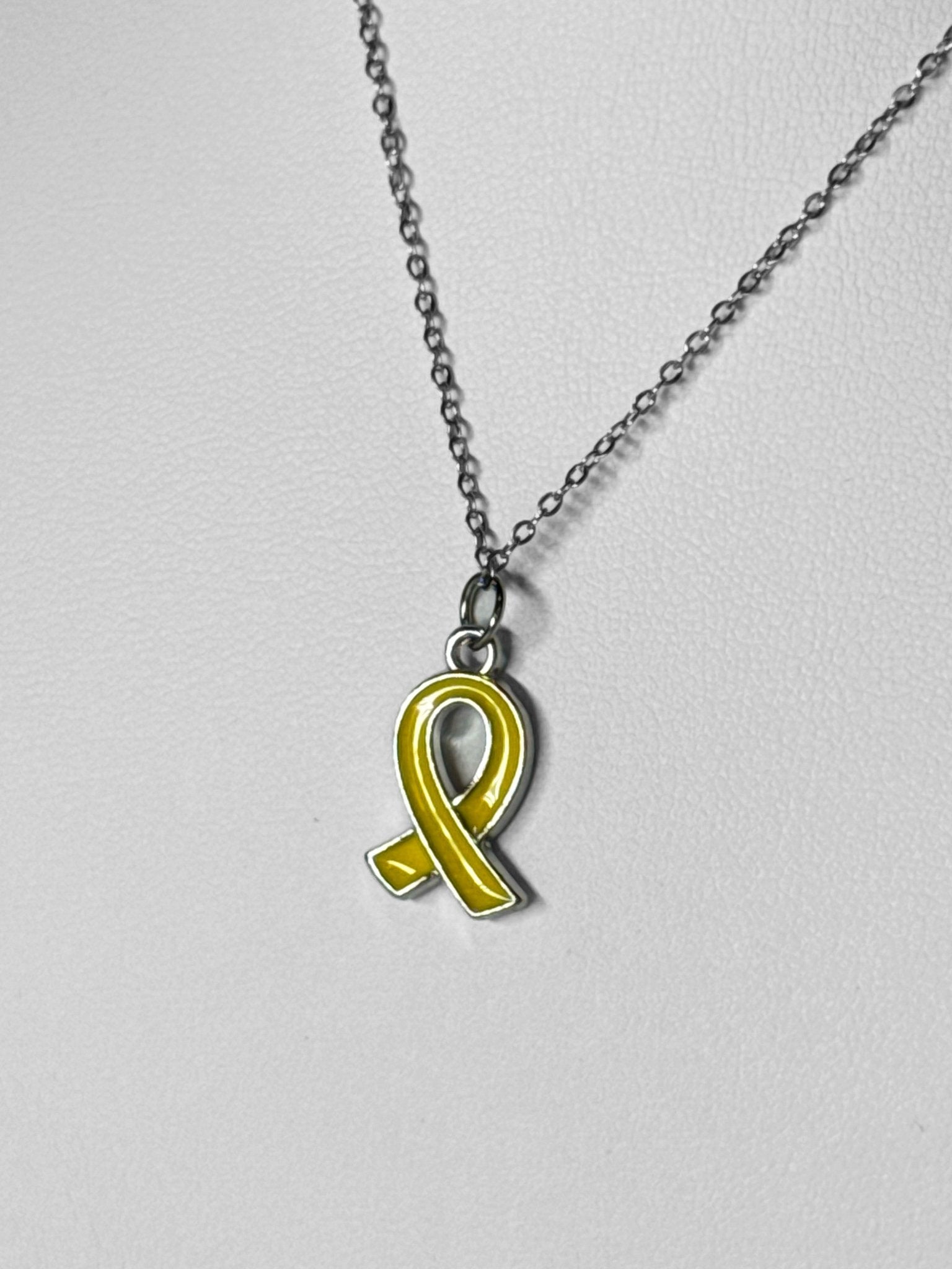 Necklace - Yellow Ribbon - silver