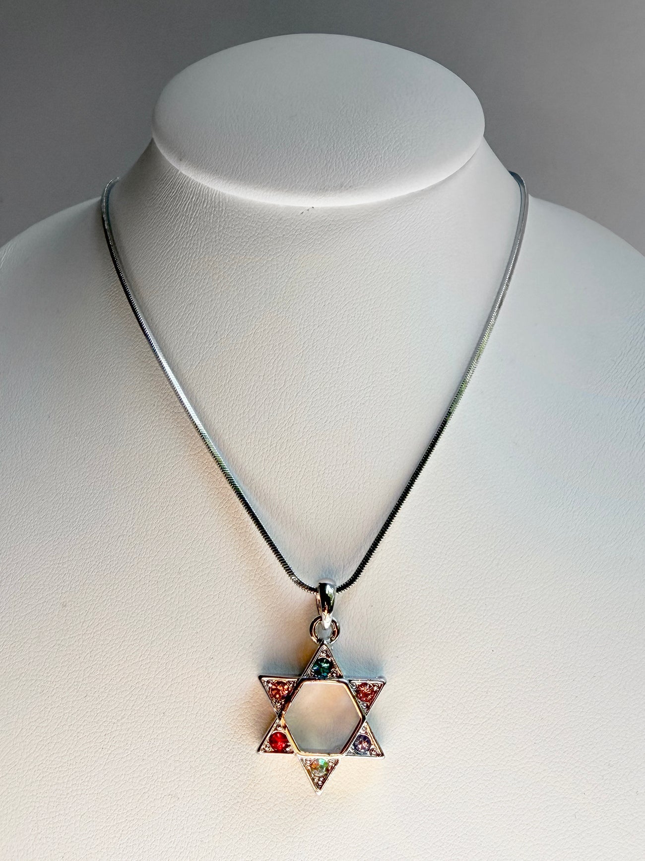 Pendant - Colourful Stones - Silvertone