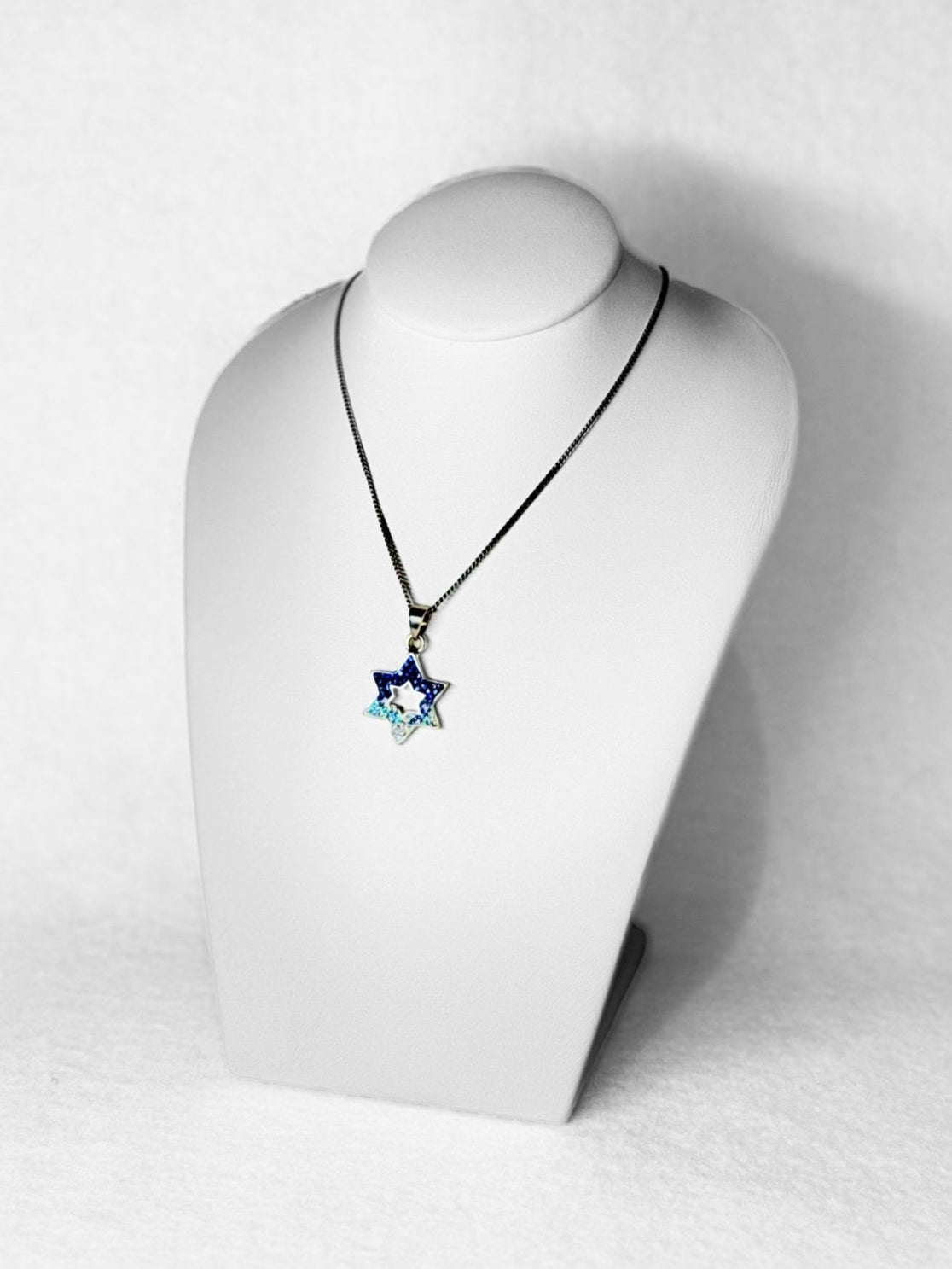 Pendant - Magen David Blue Tone Crystal