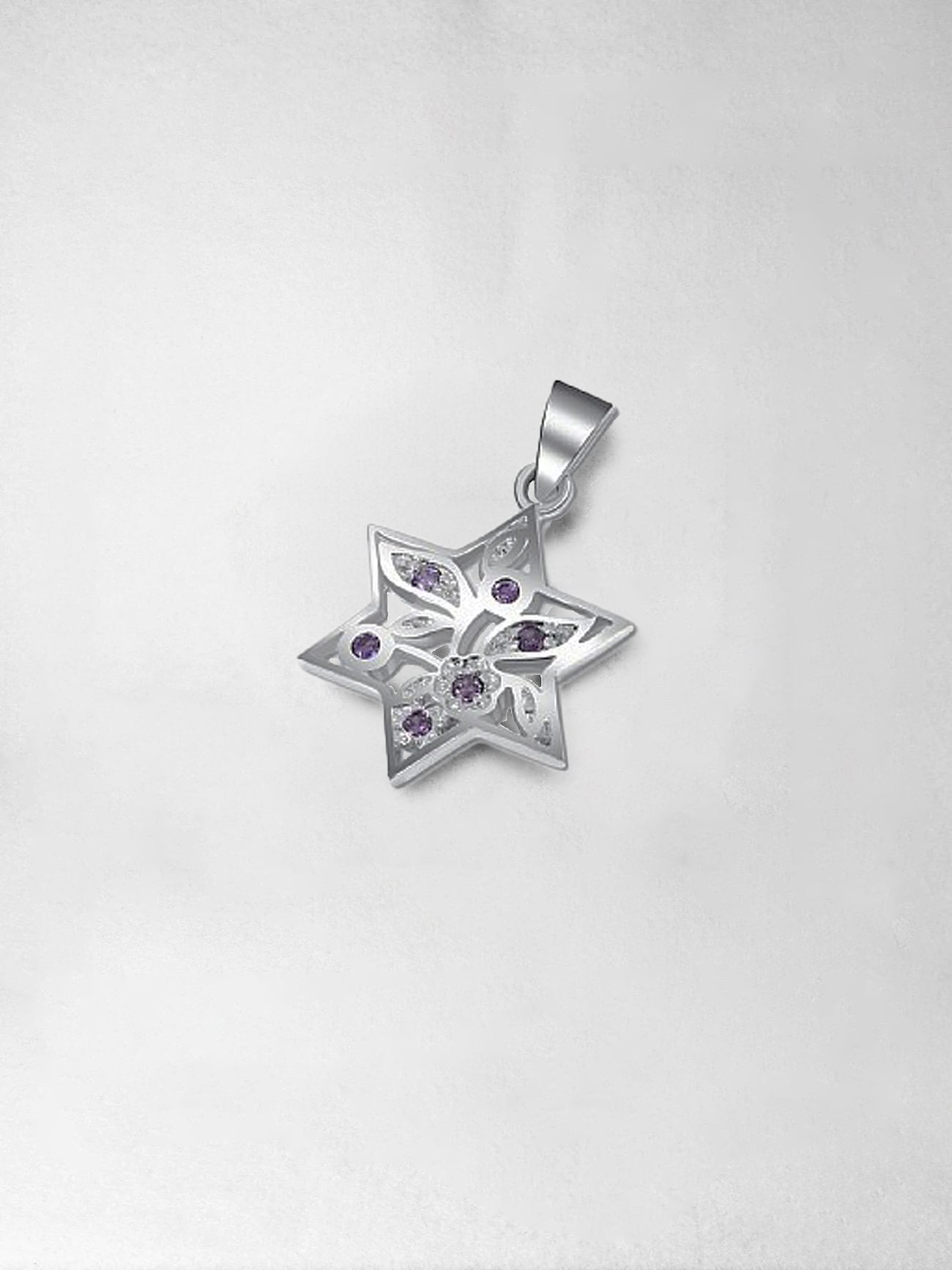 Pendant - Magen David - Purple Crystal